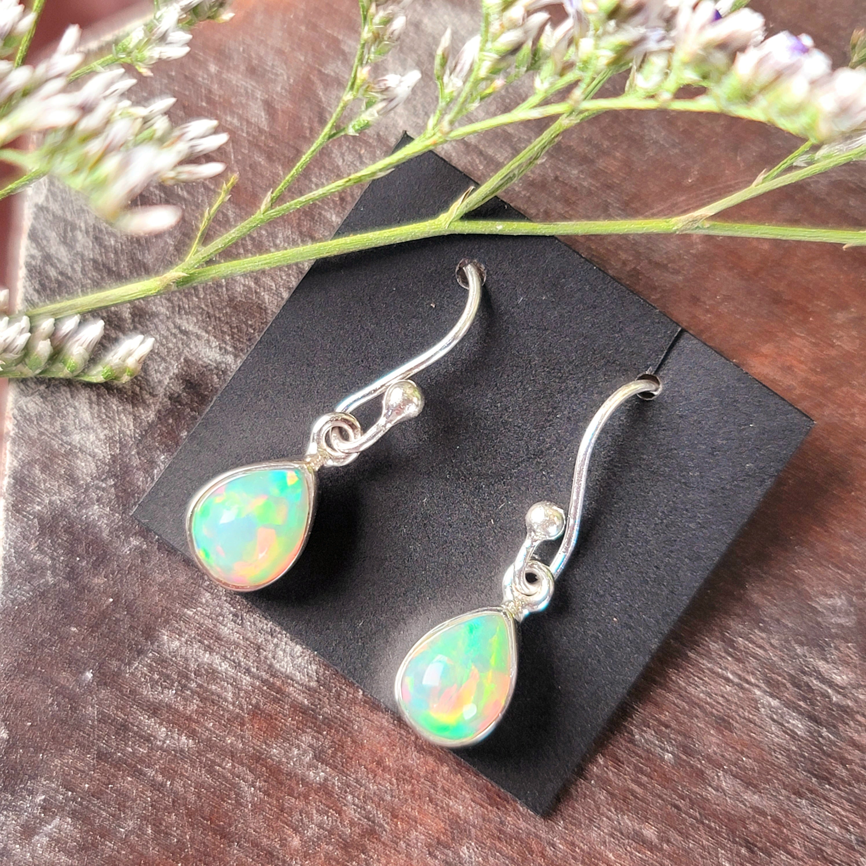 Ethiopian Opal Earrings .925 Silver for Creativity, Joy and Self Discovery