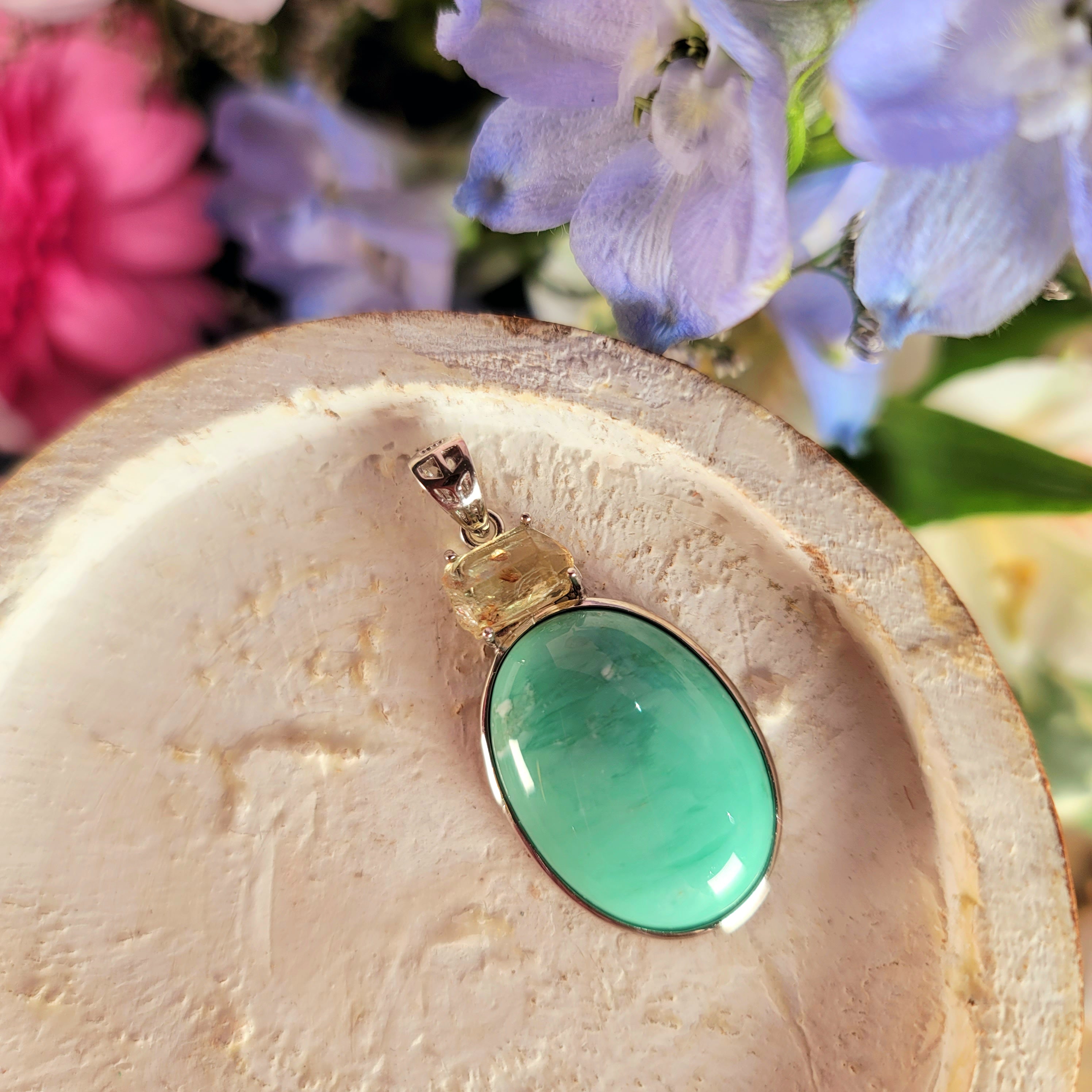 Variscite x Golden Yellow Apatite .925 Silver for Emotional Healing, Joy, Love and Prosperity