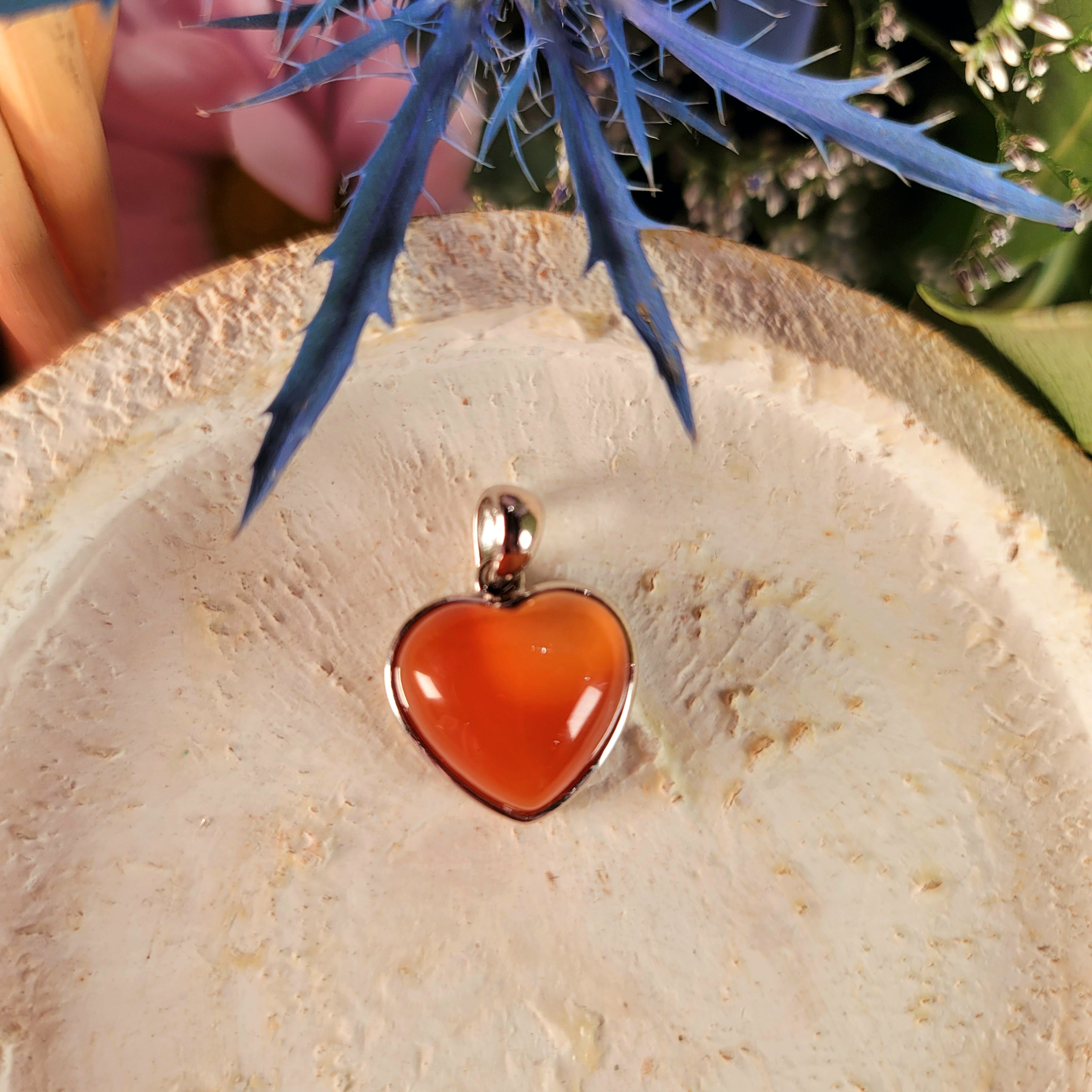 Baltic Butterscotch Amber Heart Pendant .925 Silver for Joy and Optimism