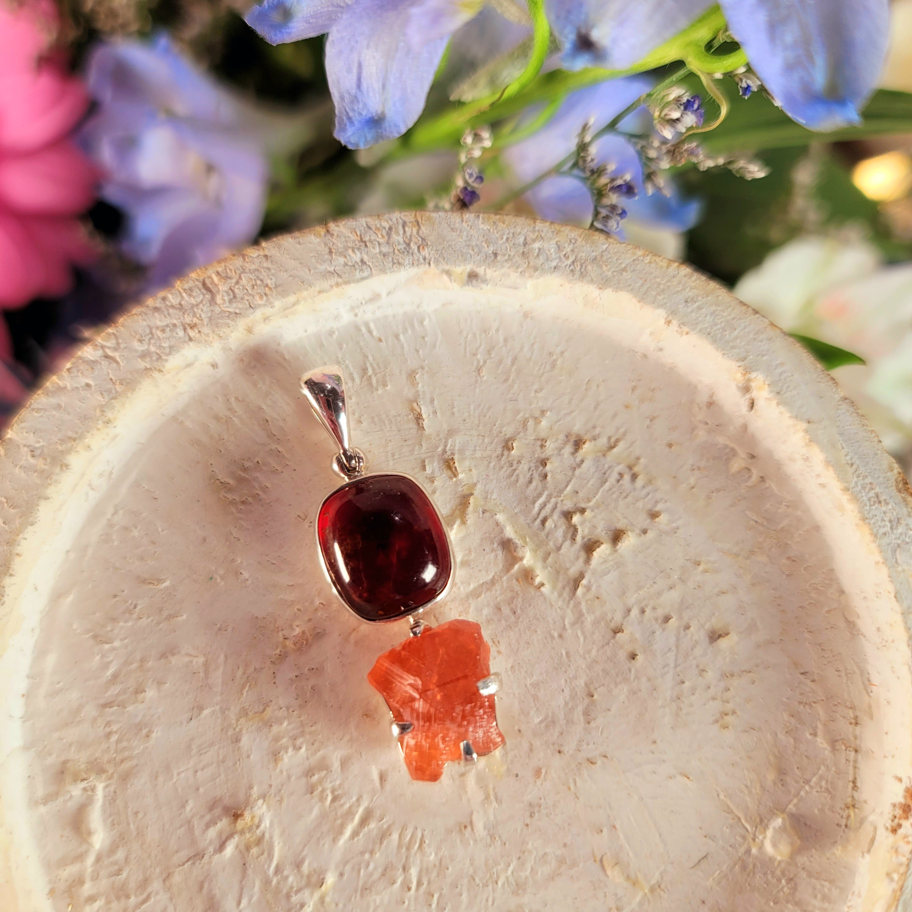 Hessonite Garnet Pendant .925 Silver for Creativity, Wealth, and Heathy Confidence