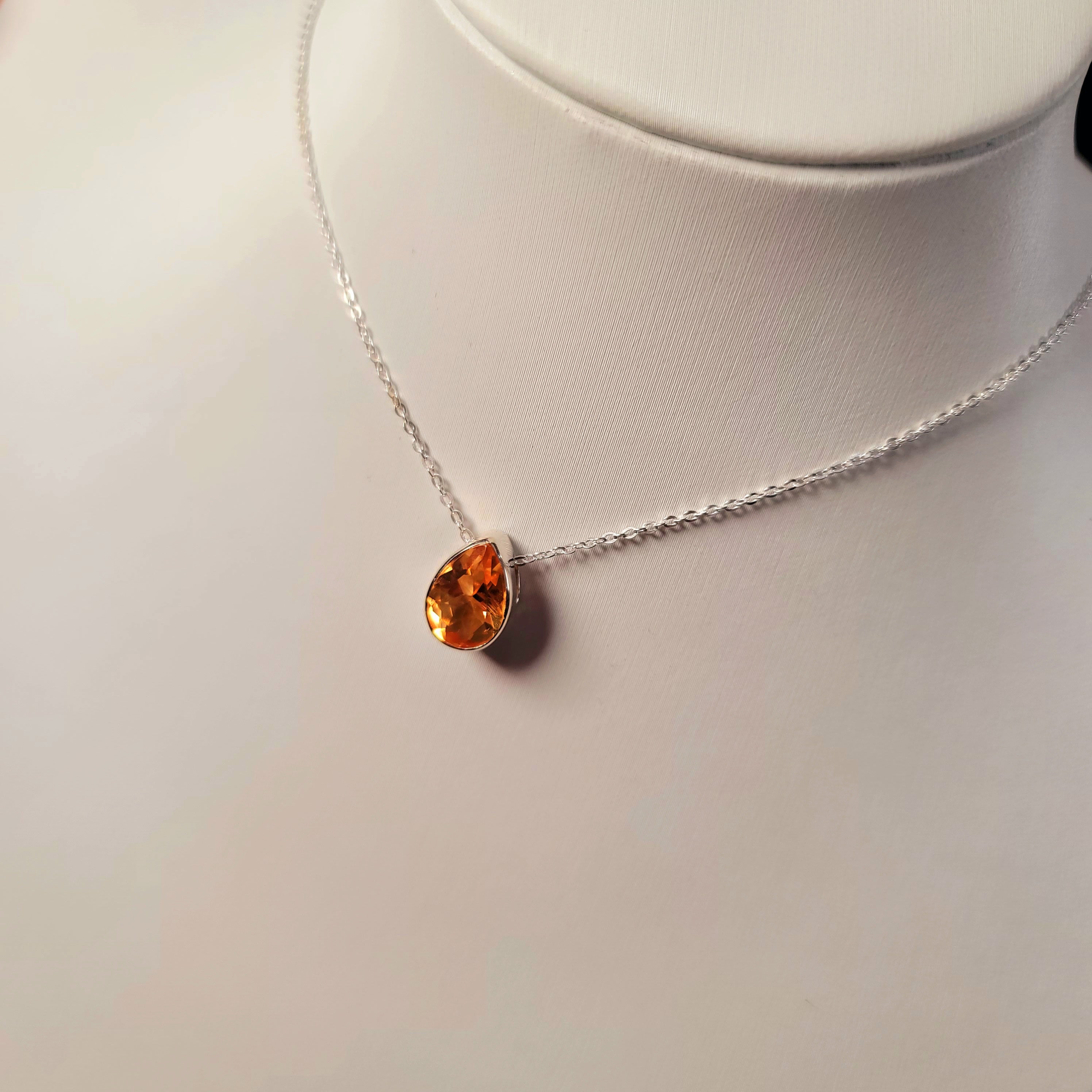 Citrine Necklace .925 Silver for Attracting Abundance and Positivity