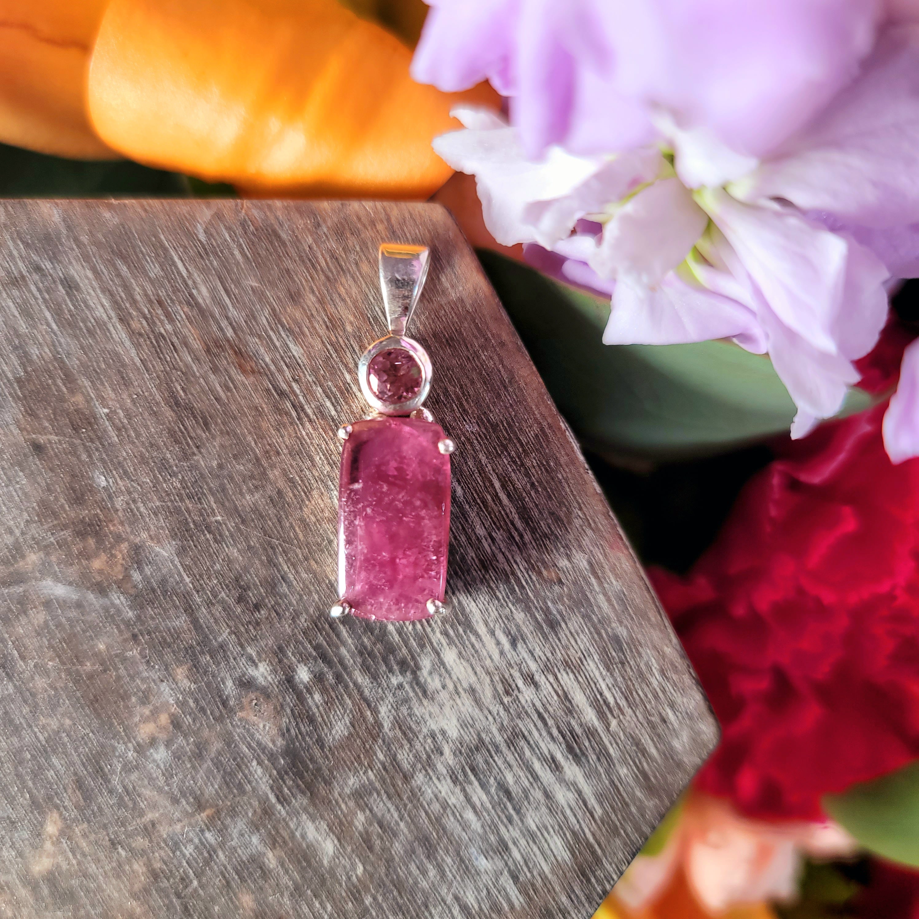 Pink Tourmaline Pendant .925 Silver for Emotional Healing, Joy and Manifesting Love