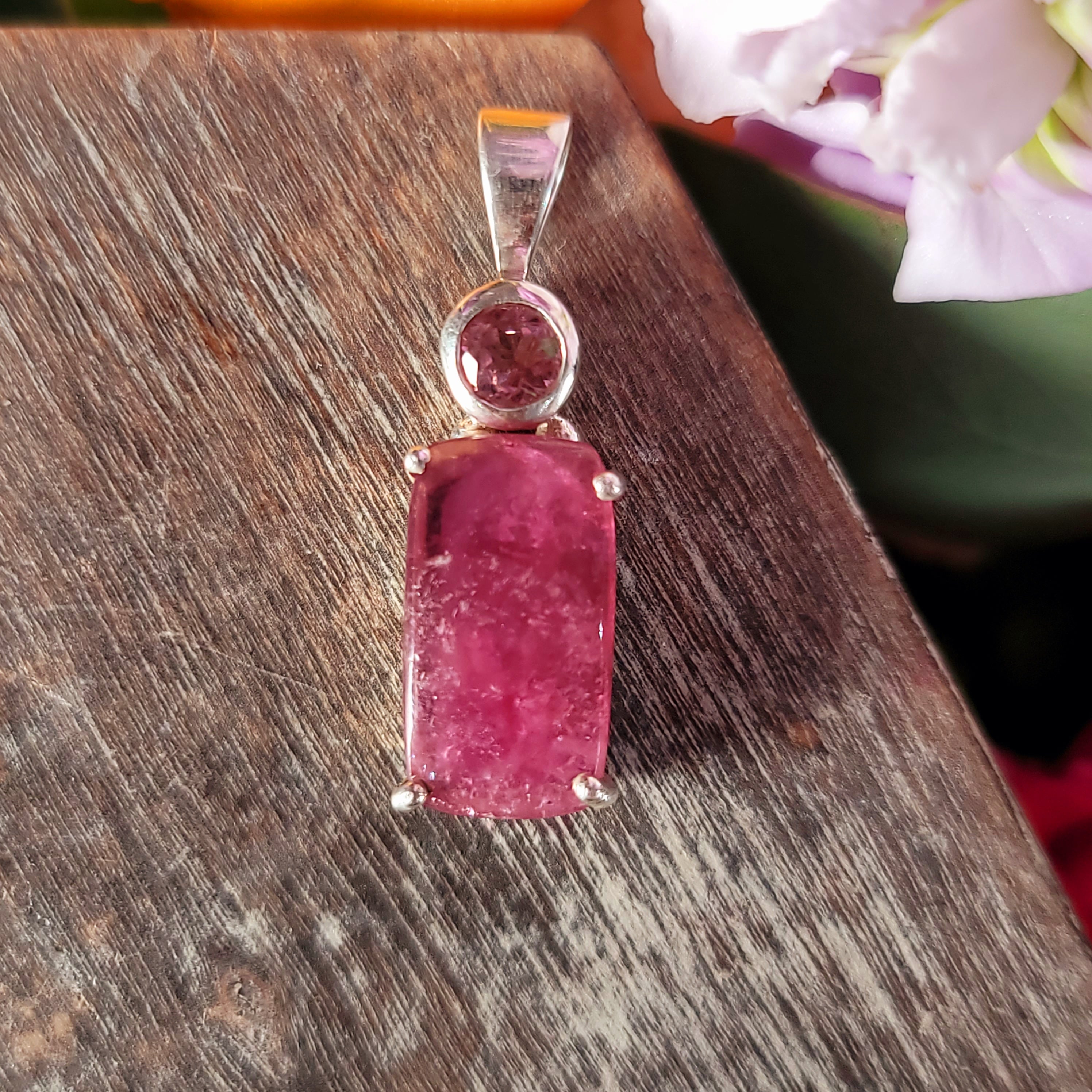 Pink Tourmaline Pendant .925 Silver for Emotional Healing, Joy and Manifesting Love
