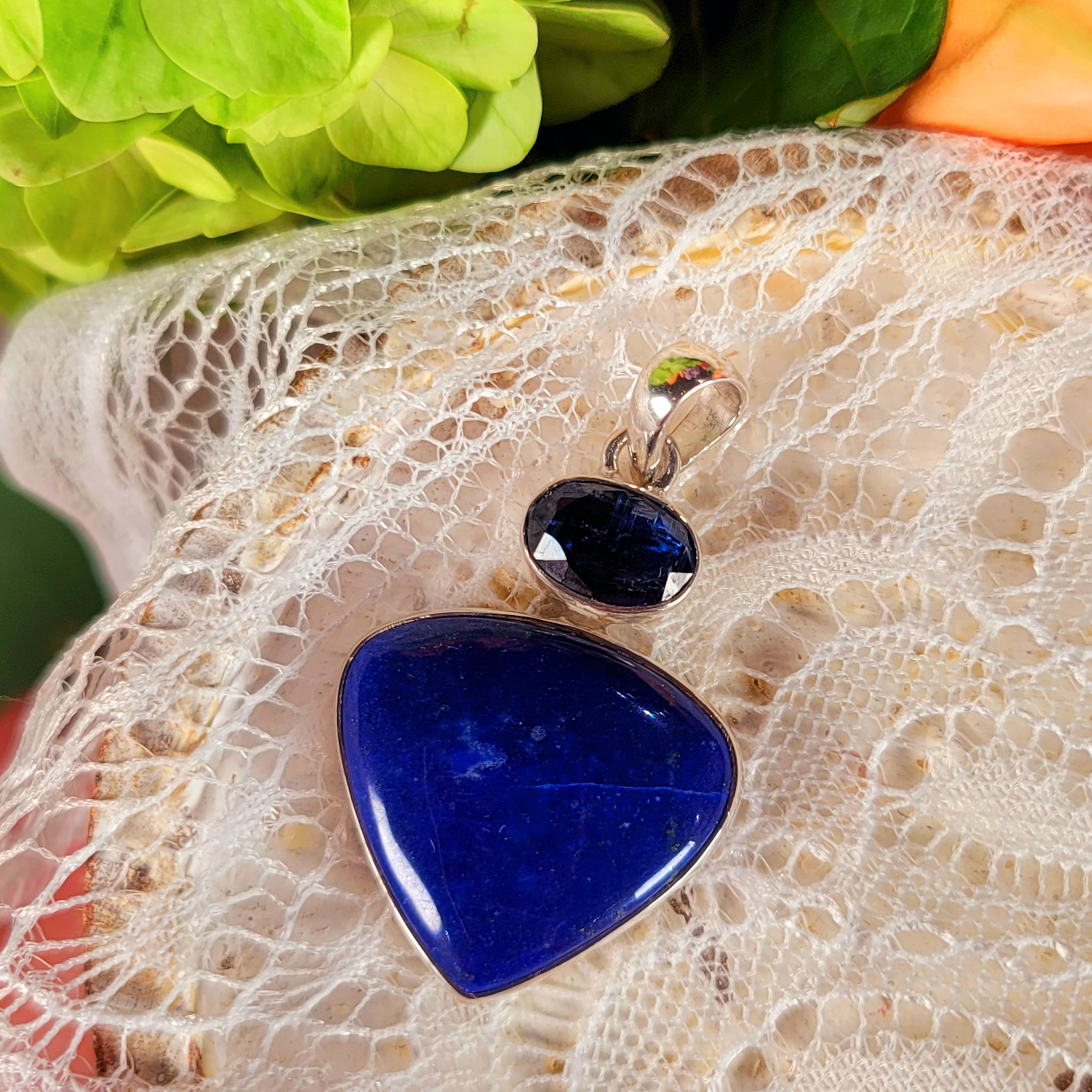 Lapis Lazuli x Kyanite Pendant .925 Silver for Confidence and Embracing Your Inner Power