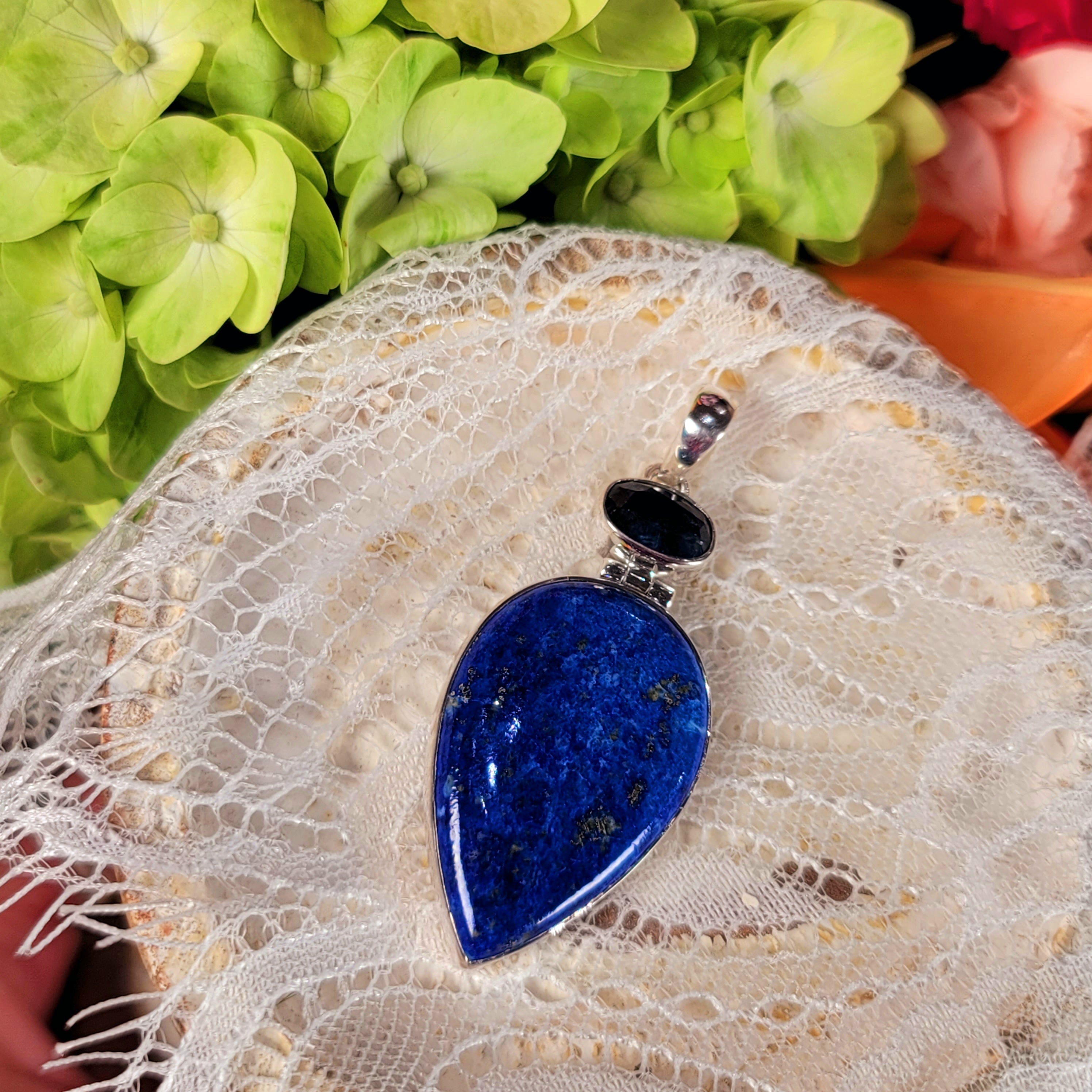 Lapis Lazuli x Kyanite Pendant .925 Silver for Confidence and Embracing Your Inner Power
