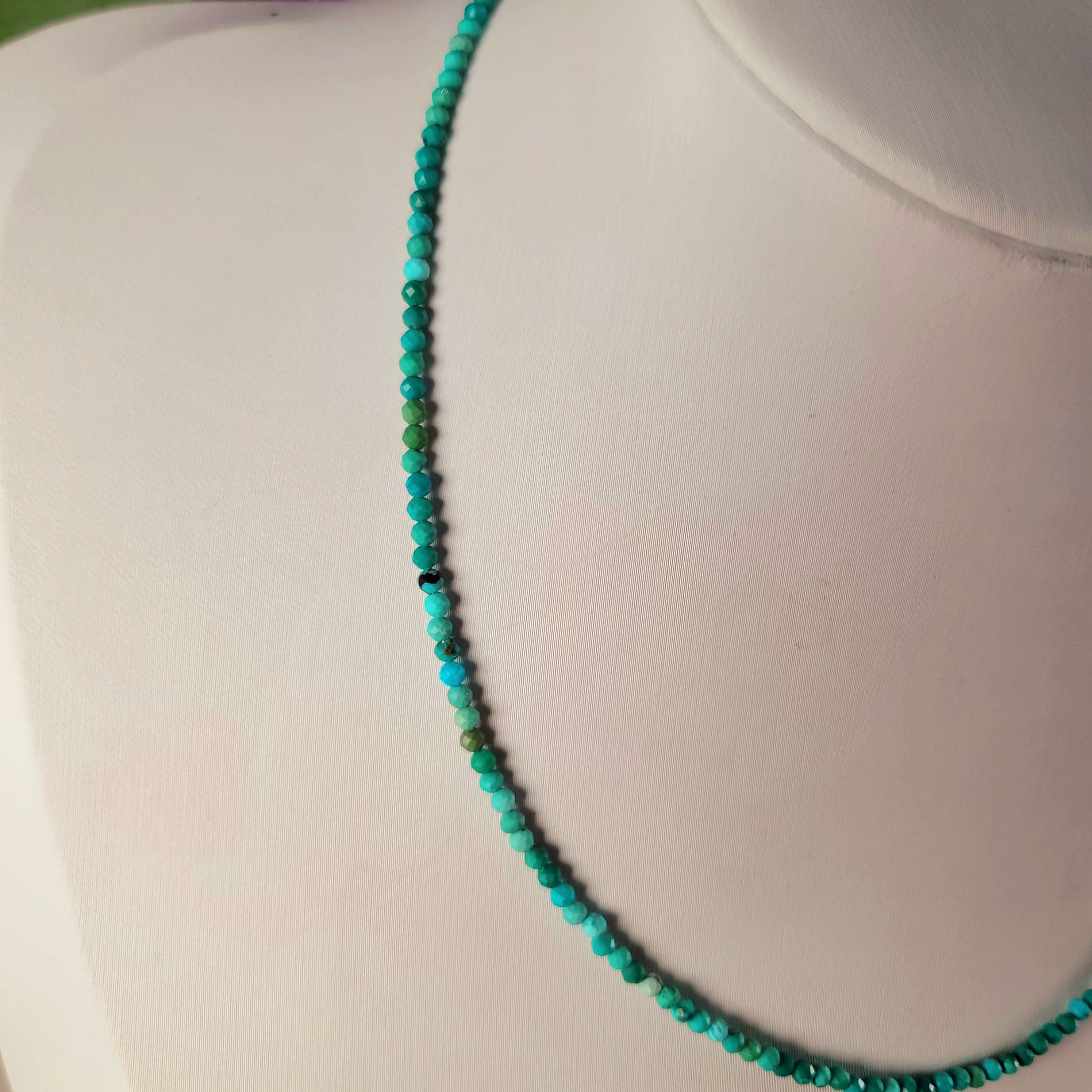 Turquoise Micro Faceted Choker/Layering Necklace for Prosperity & Protection on your Path