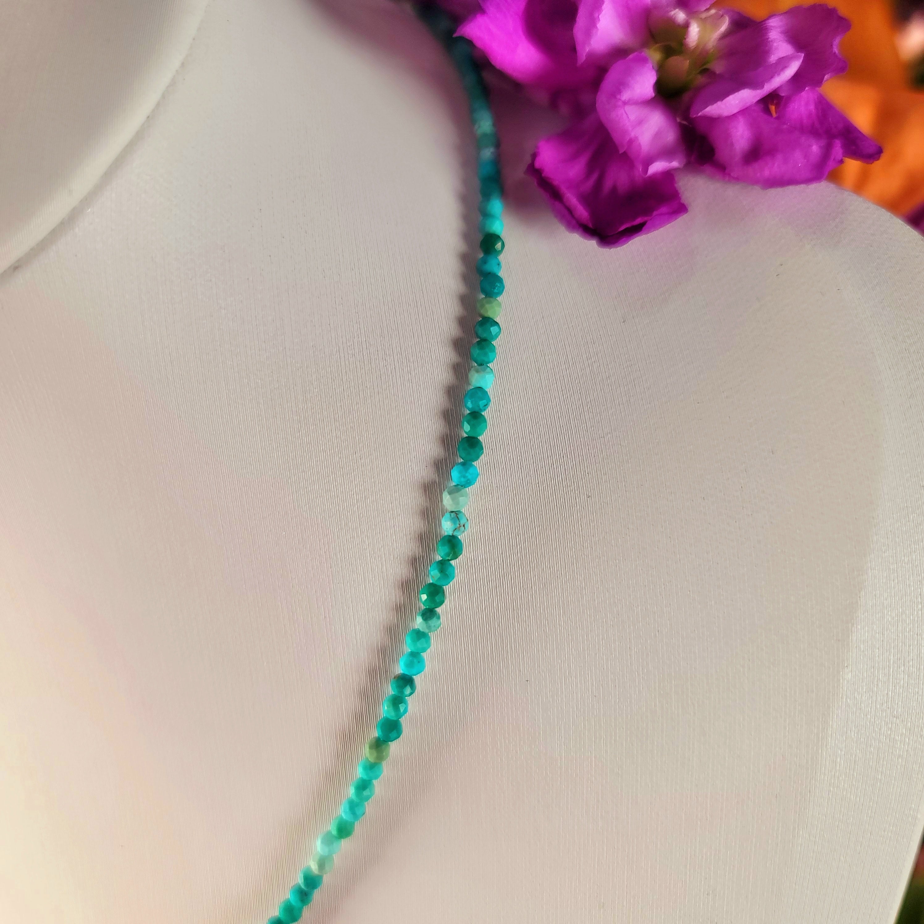 Turquoise Micro Faceted Choker/Layering Necklace for Prosperity & Protection on your Path