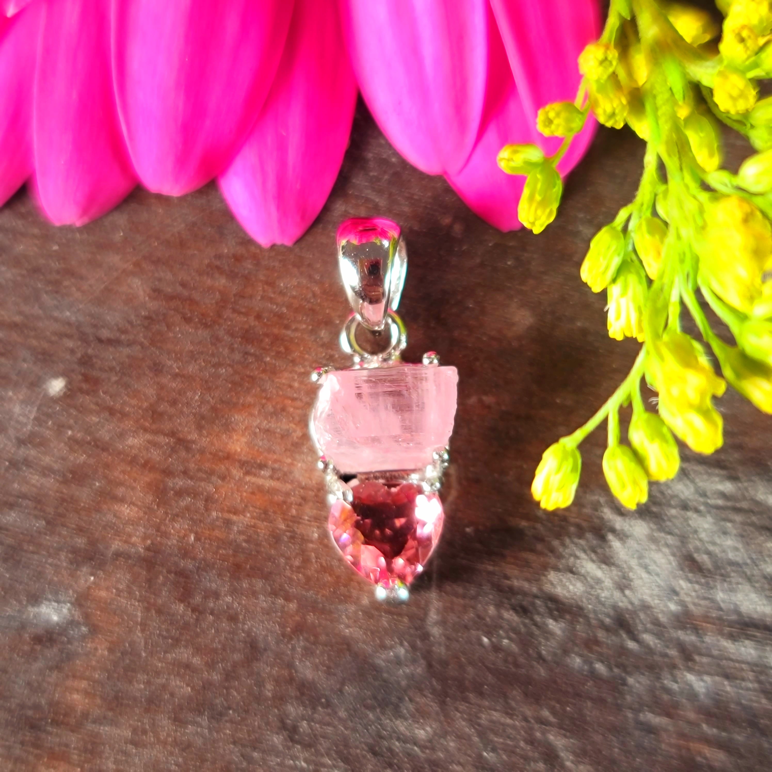 Tourmaline Heart Pendant .925 Silver for Removing Insecurities and Helping Inspire Creativity