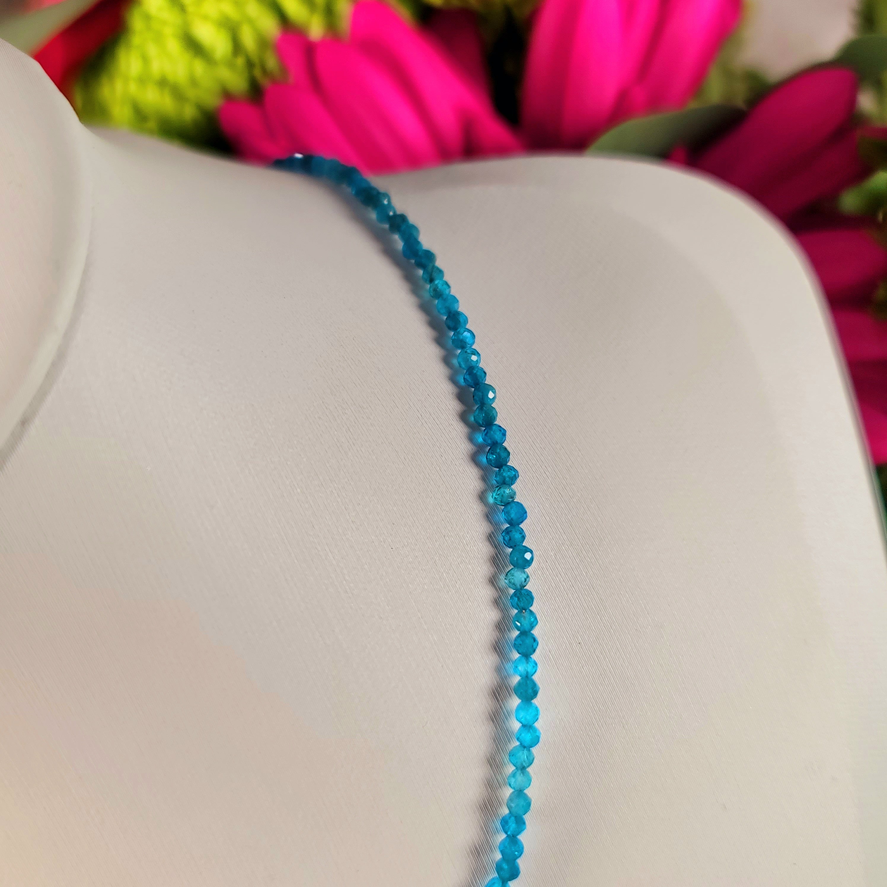 Blue Apatite Micro Faceted Choker/Layering Necklace for Promoting Clarity, Guidance & Unconditional Love