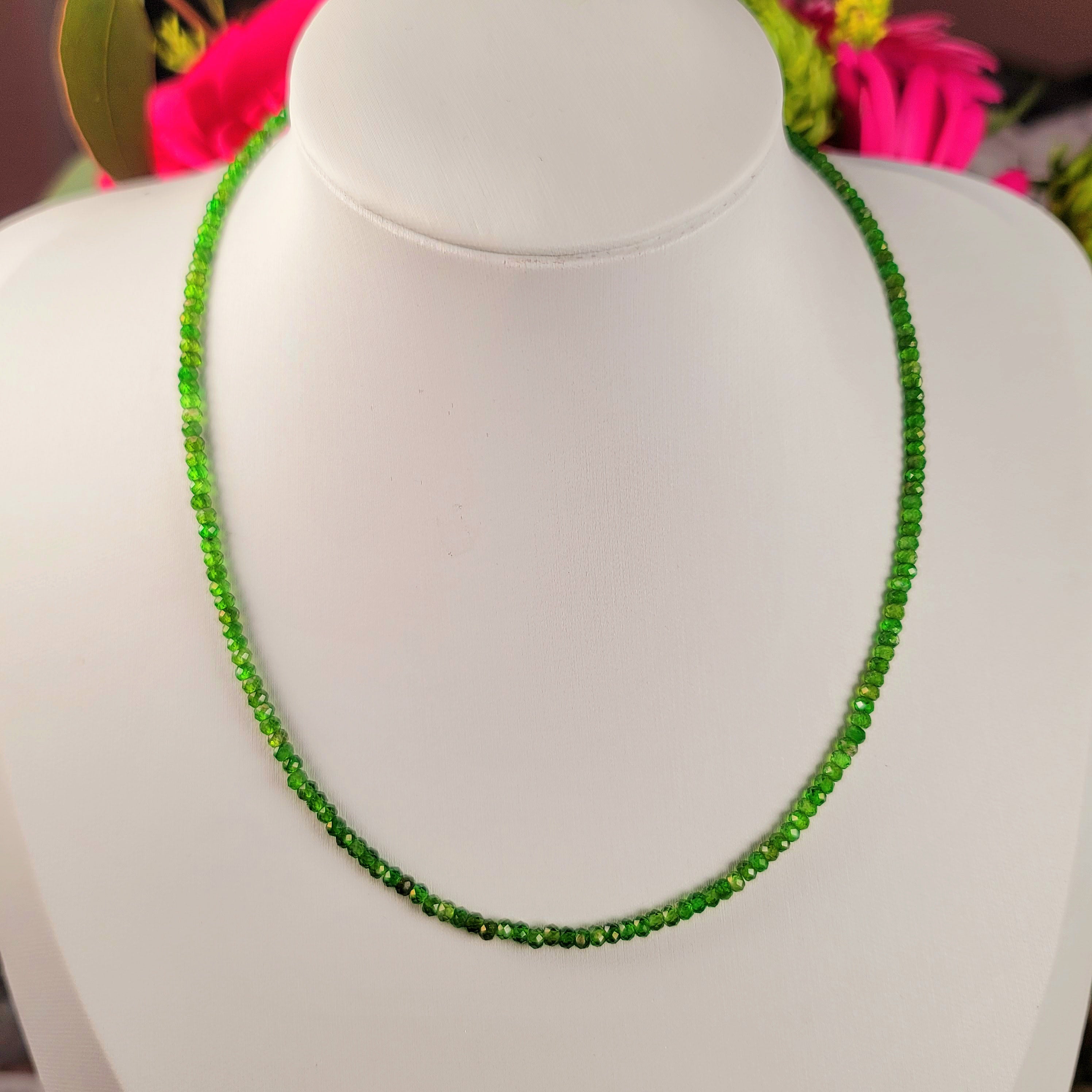 Chrome Diopside Micro Faceted Choker .925 Silver for Emotional Healing and Forgiveness