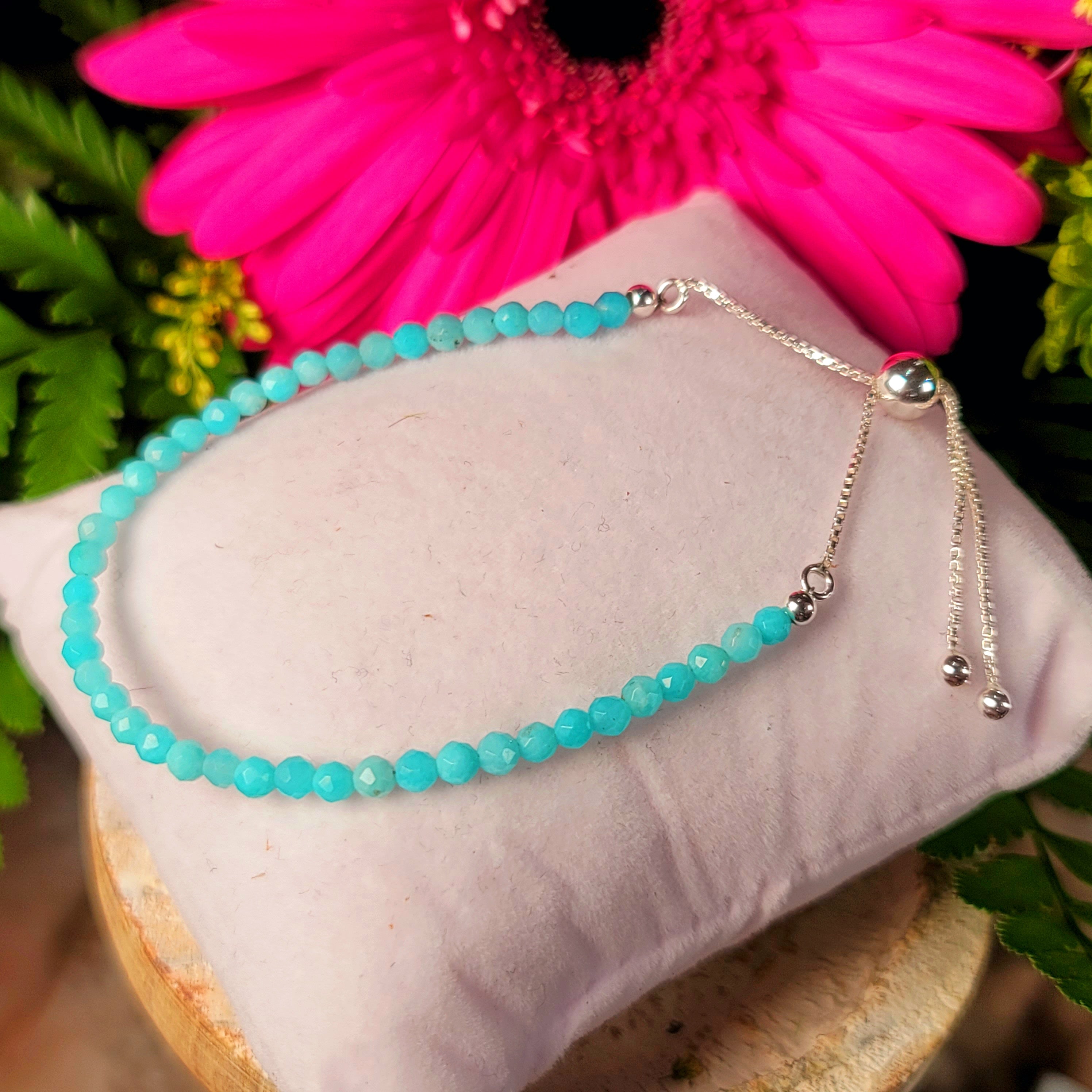Amazonite Micro Faceted Bracelet .925 Silver for Speaking your Truth