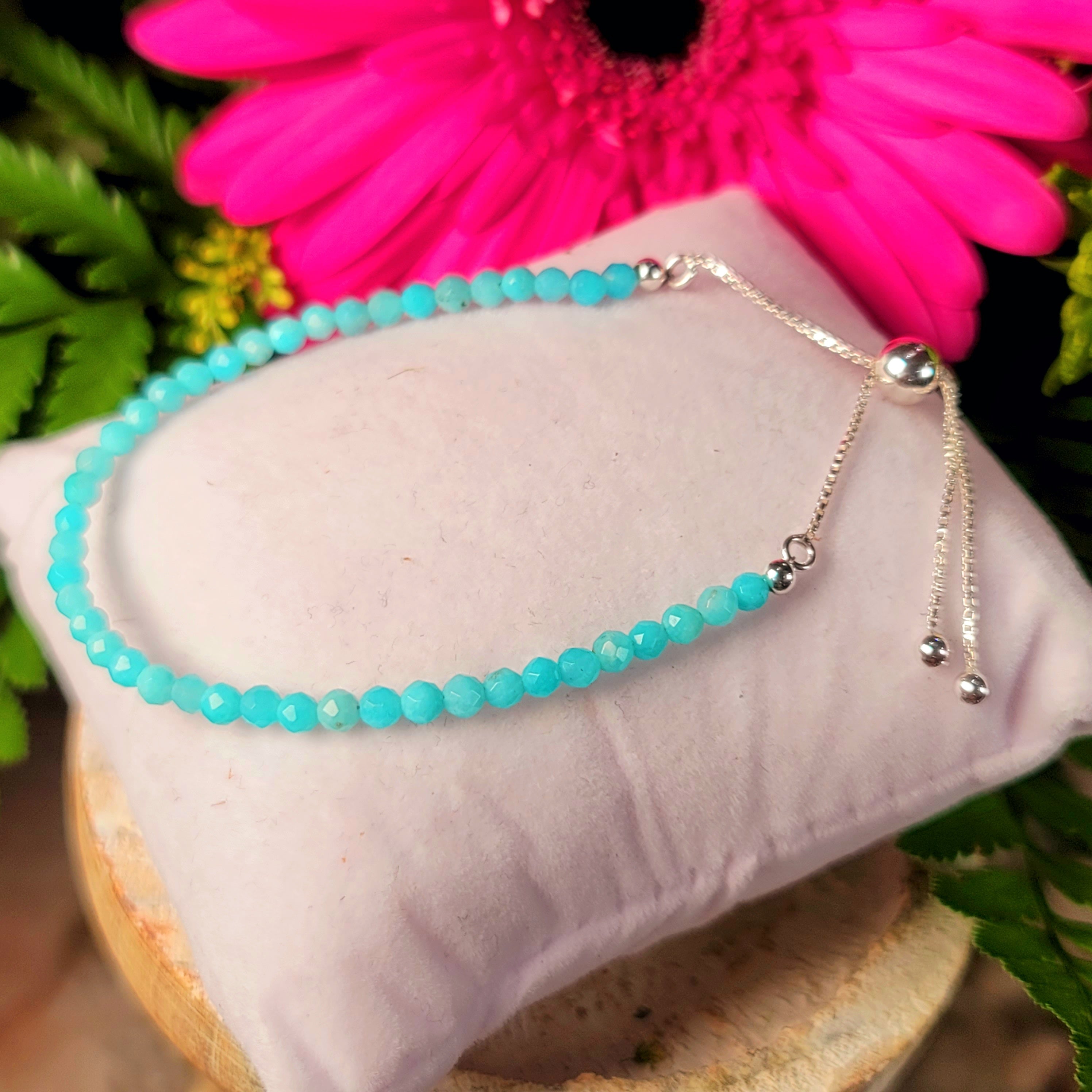 Amazonite Micro Faceted Bracelet .925 Silver for Speaking your Truth