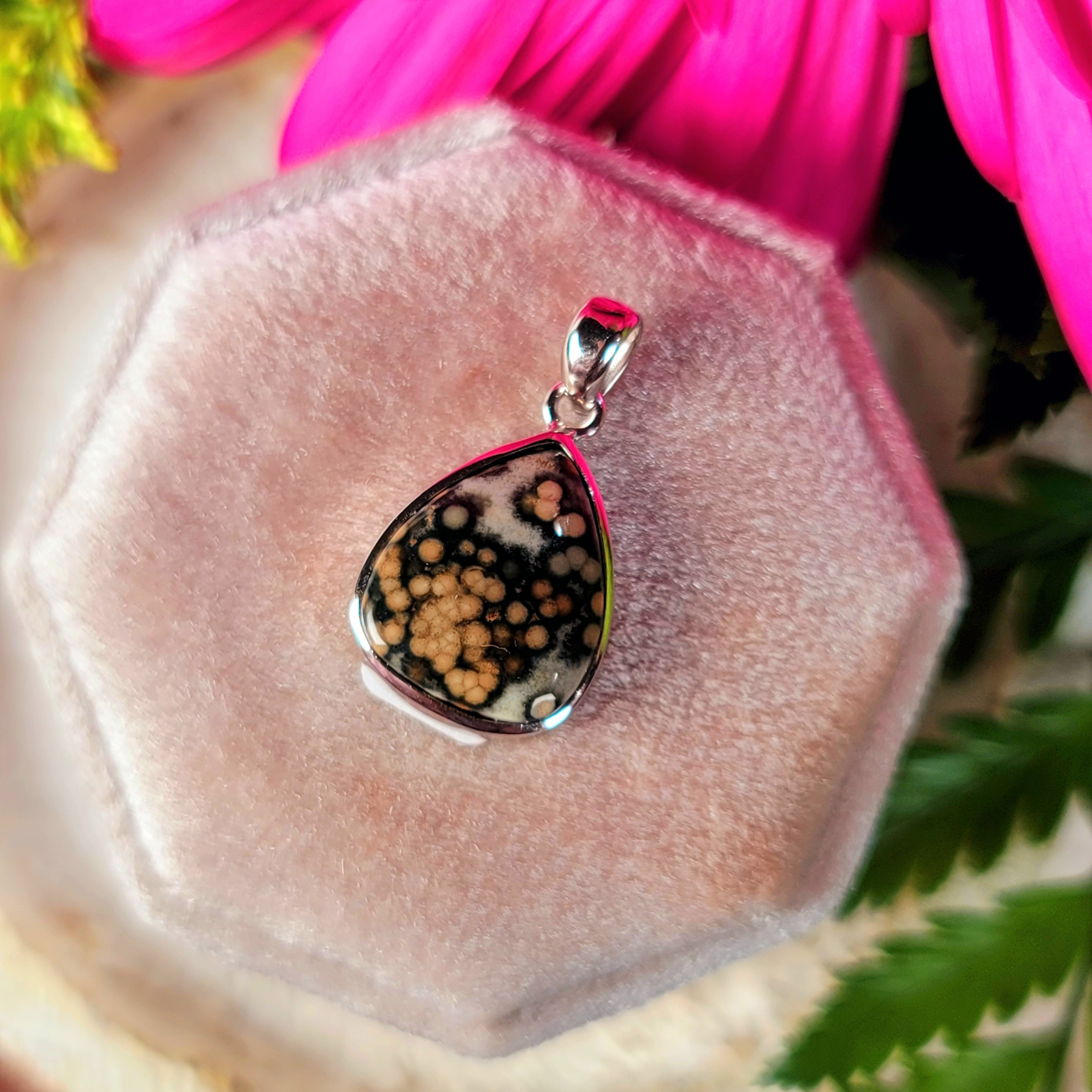 Orbicular "Ocean" Jasper Pendant .925 Silver for Joy and Peace