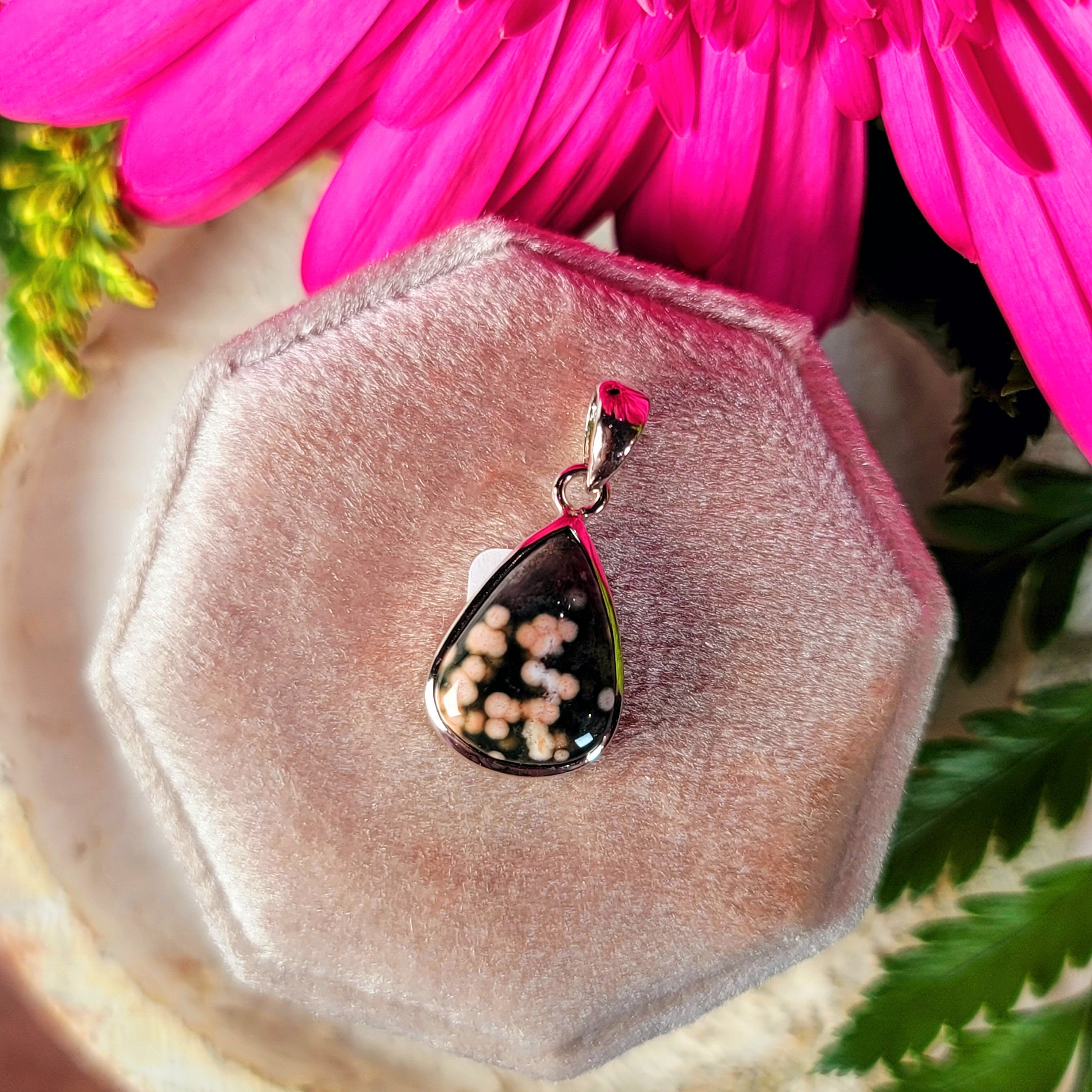 Orbicular "Ocean" Jasper Pendant .925 Silver for Joy and Peace