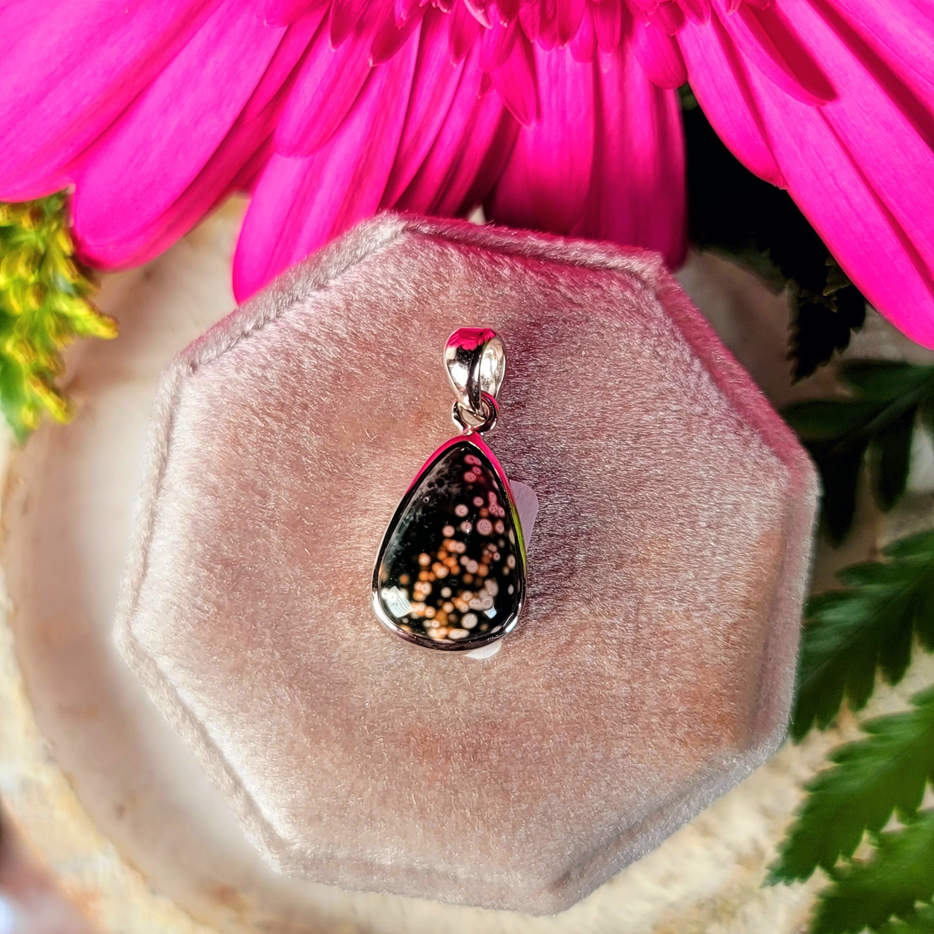 Orbicular "Ocean" Jasper Pendant .925 Silver for Joy and Peace