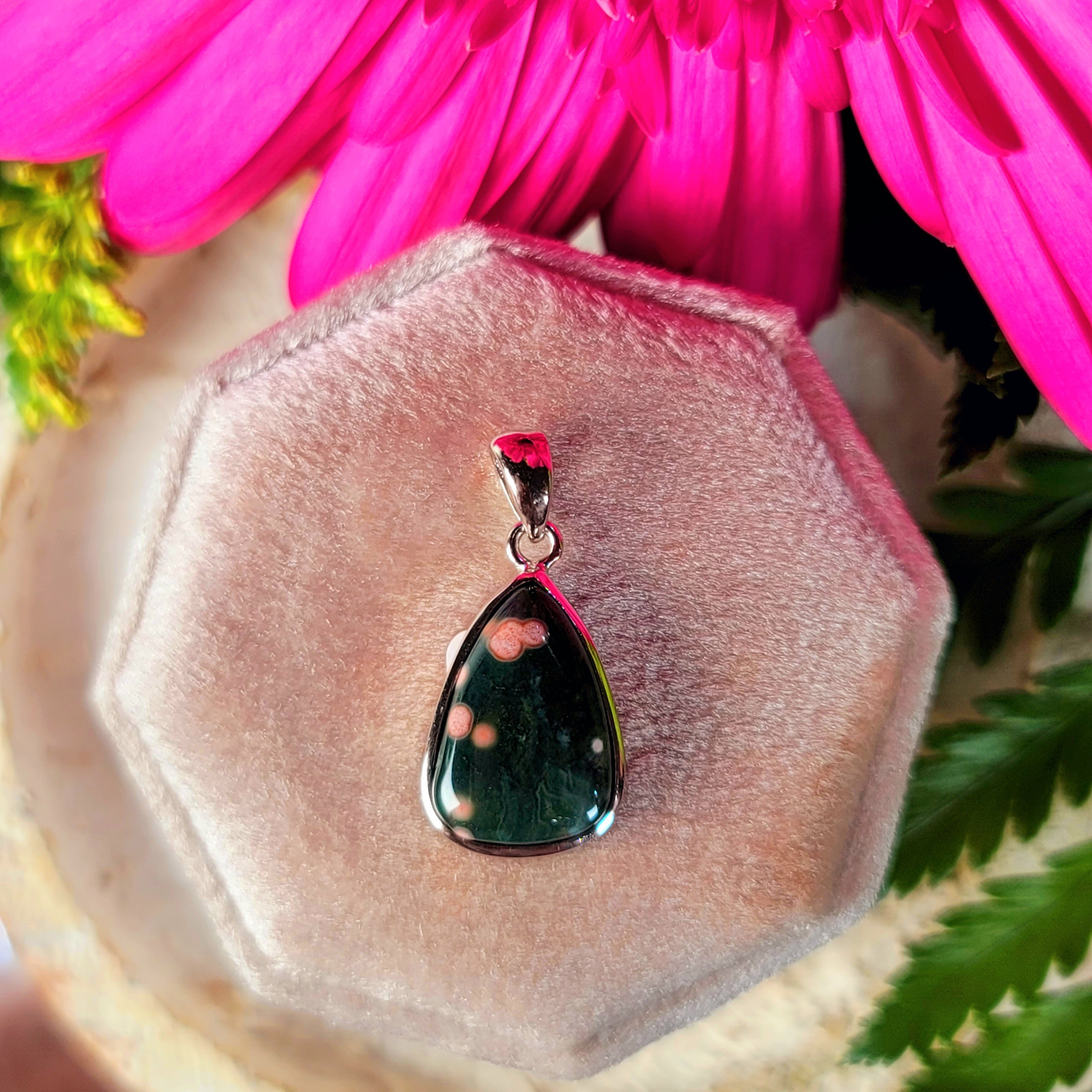 Orbicular "Ocean" Jasper Pendant .925 Silver for Joy and Peace