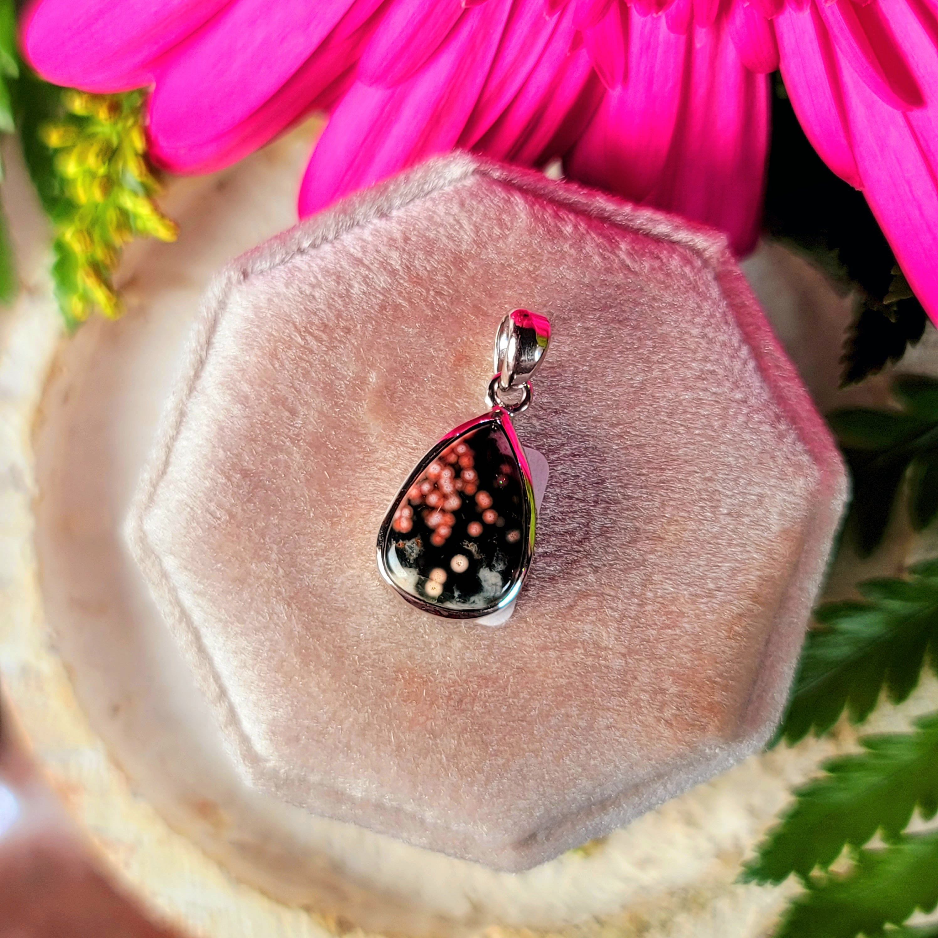 Orbicular "Ocean" Jasper Pendant .925 Silver for Joy and Peace