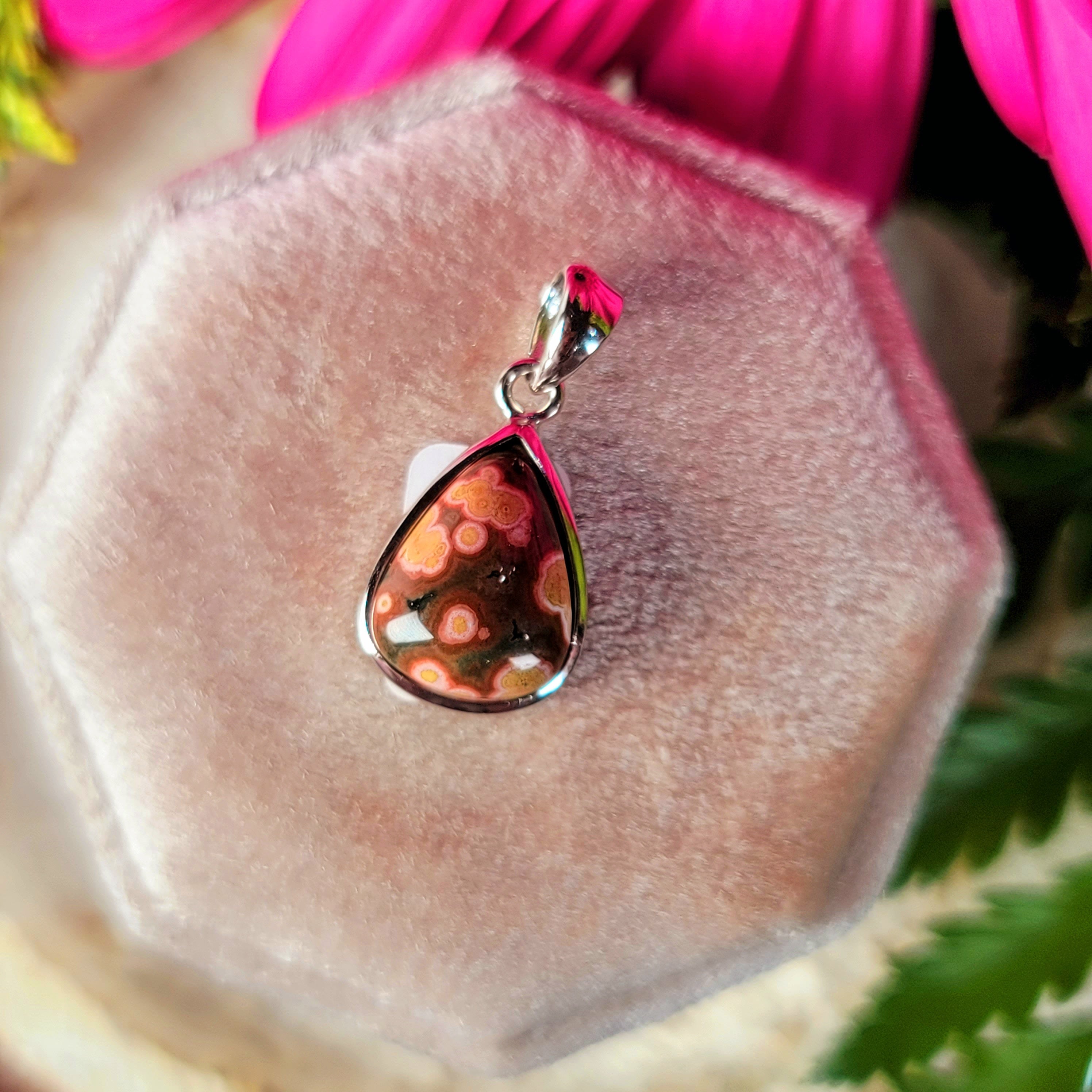 Orbicular "Ocean" Jasper Pendant .925 Silver for Joy and Peace