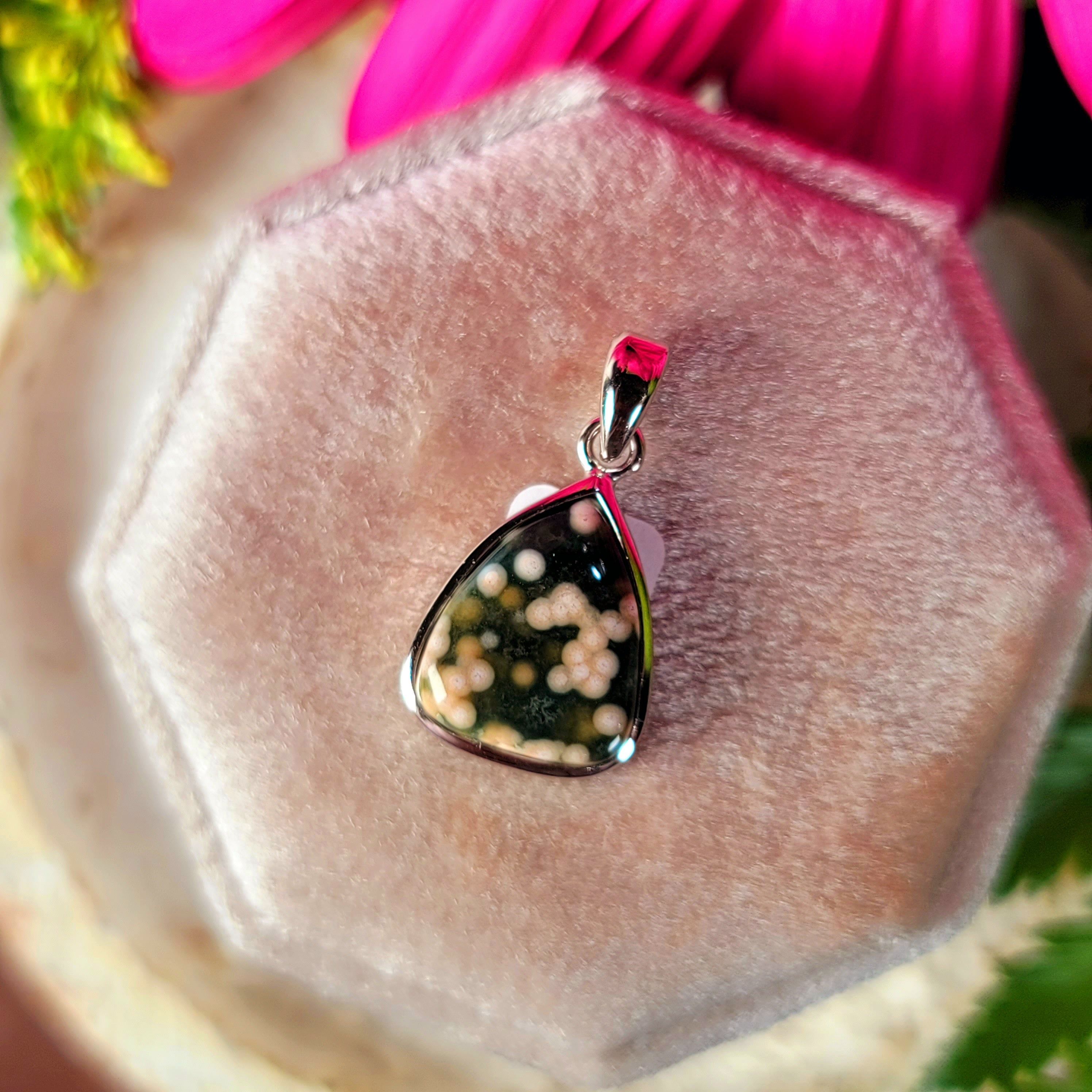 Orbicular "Ocean" Jasper Pendant .925 Silver for Joy and Peace