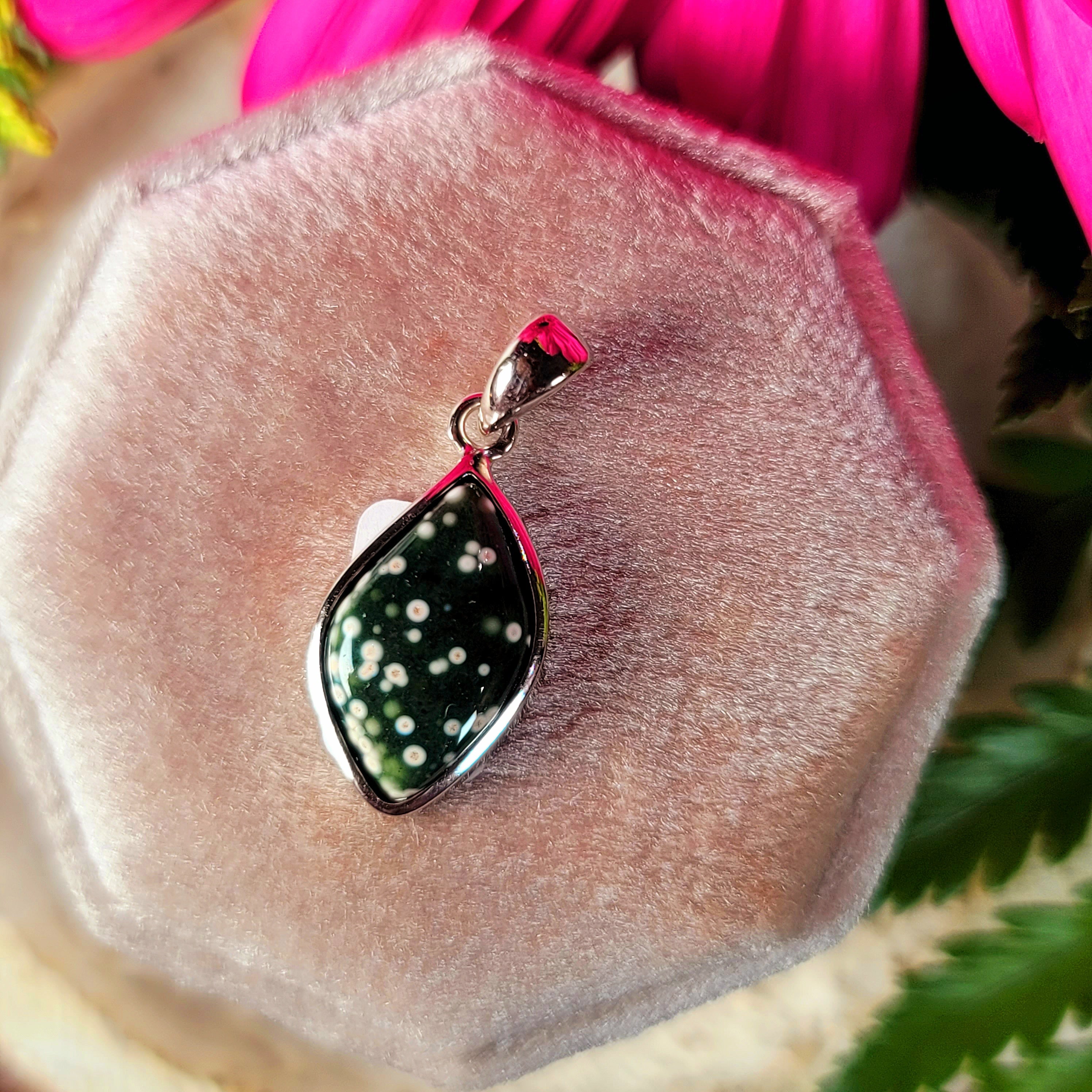 Orbicular "Ocean" Jasper Pendant .925 Silver for Joy and Peace