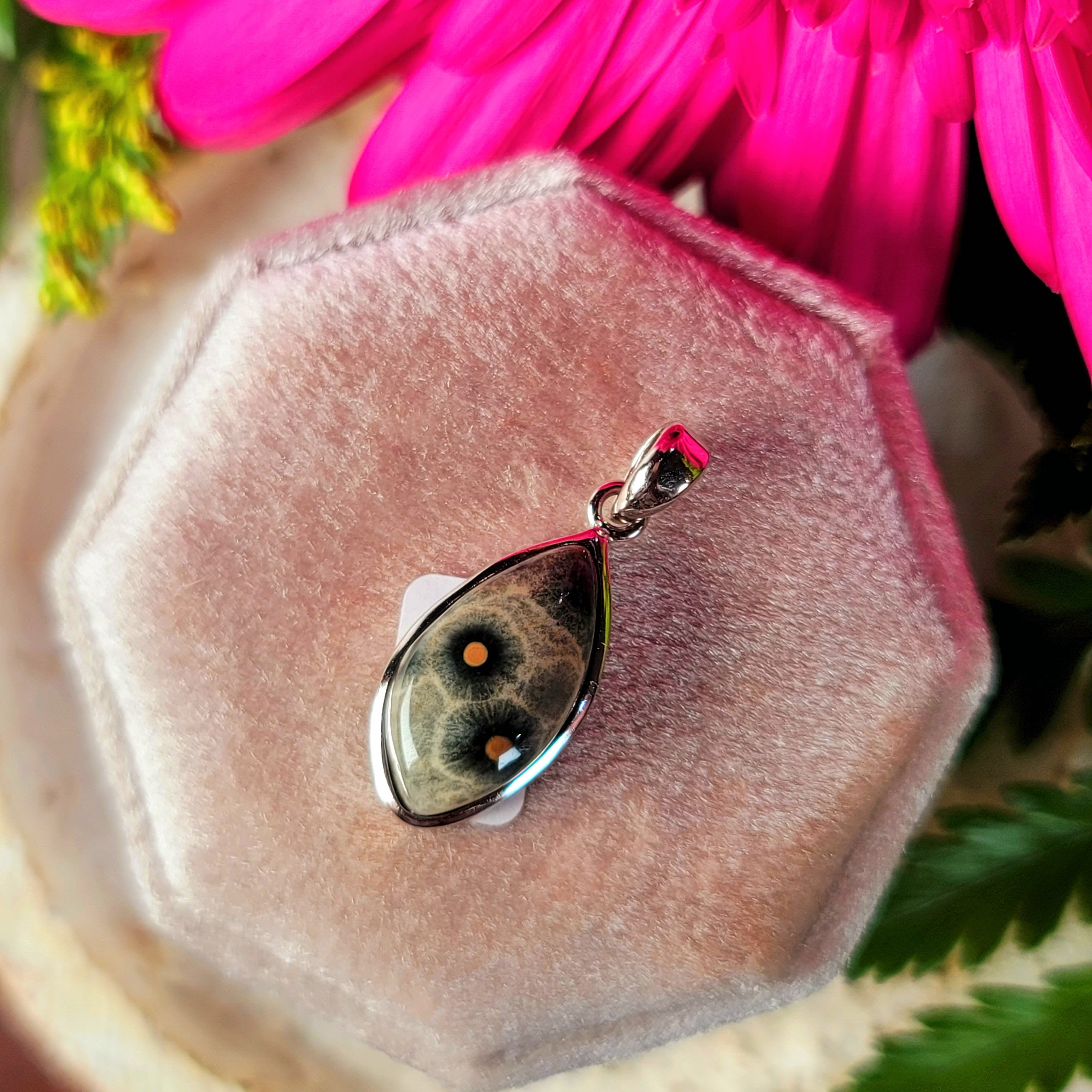 Orbicular "Ocean" Jasper Pendant .925 Silver for Joy and Peace