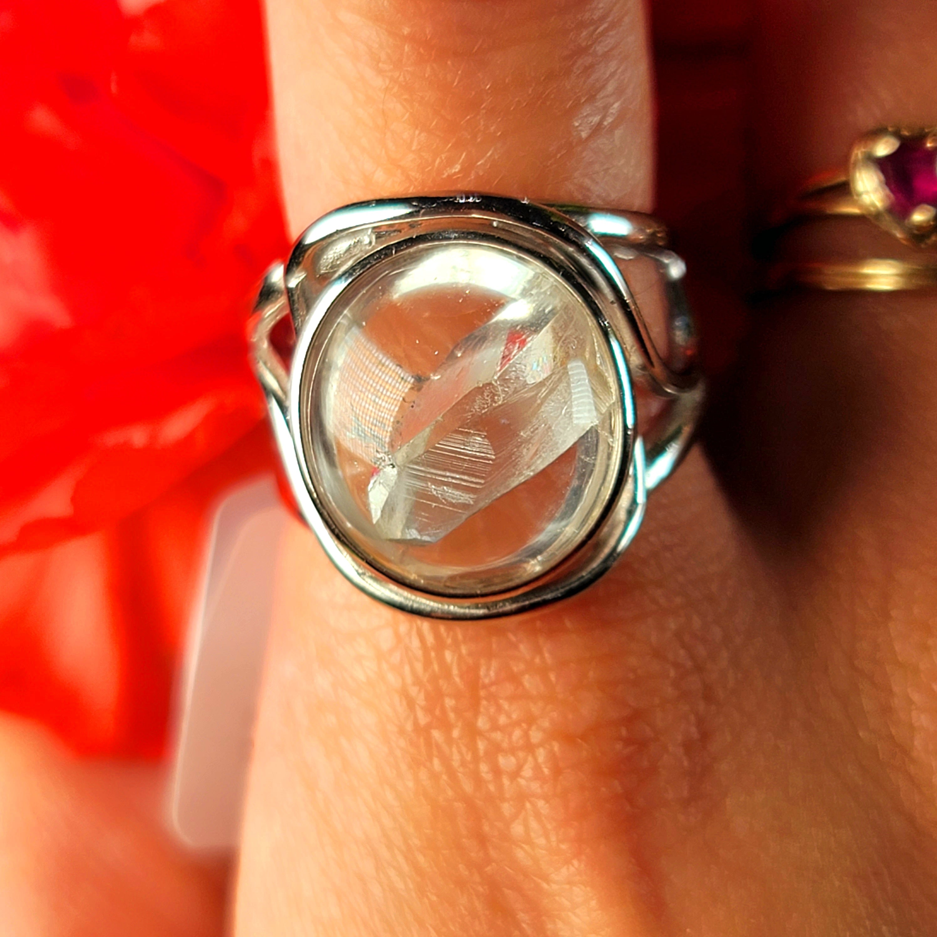 Manifestation Quartz Inner Child Finger Cuff Adjustable Ring .925 Silver for Manifesting Anything you Desire