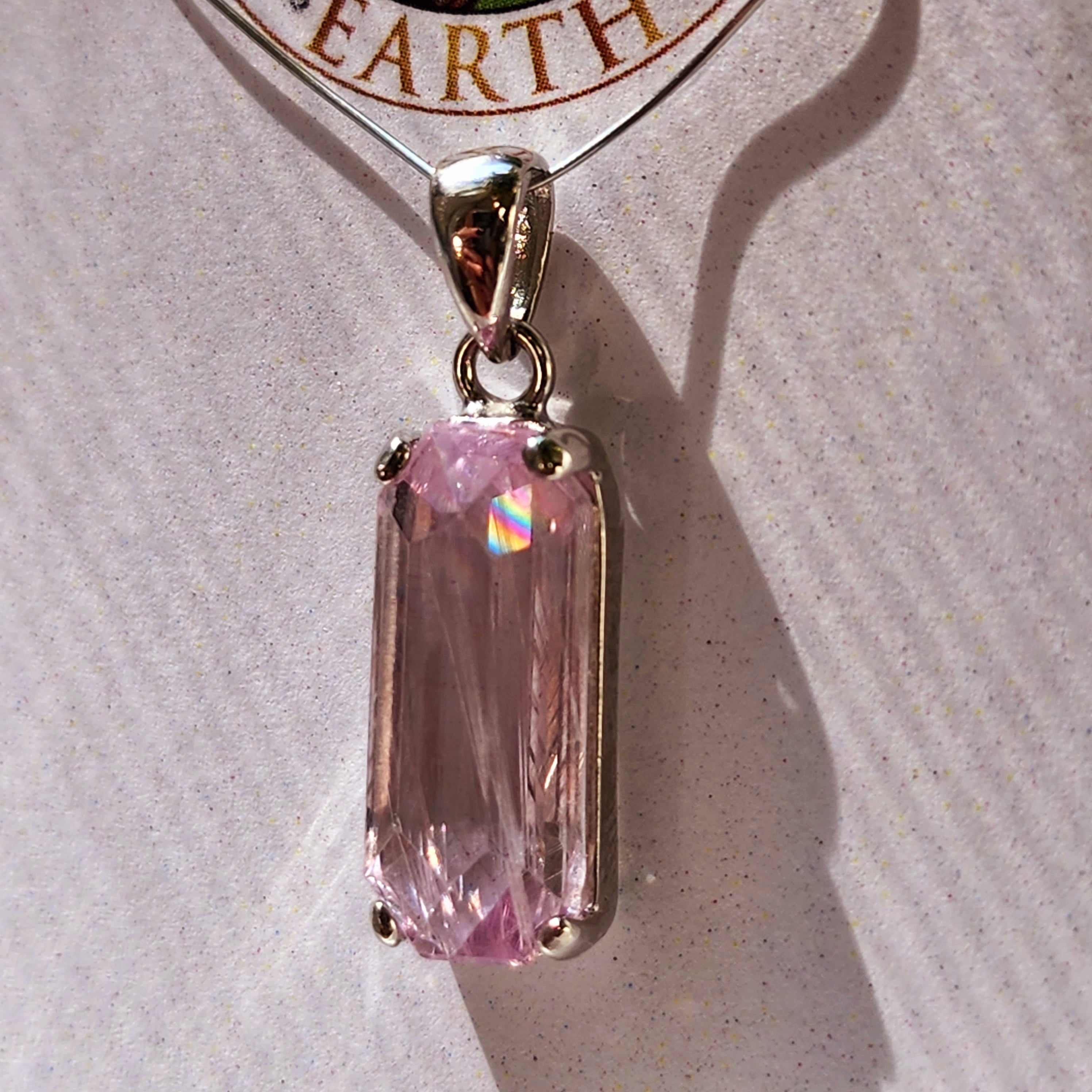 Kunzite with Silver Rutile Pendant .925 Silver (High Quality) for Emotional, Family Healing and Opening Your Heart to Love