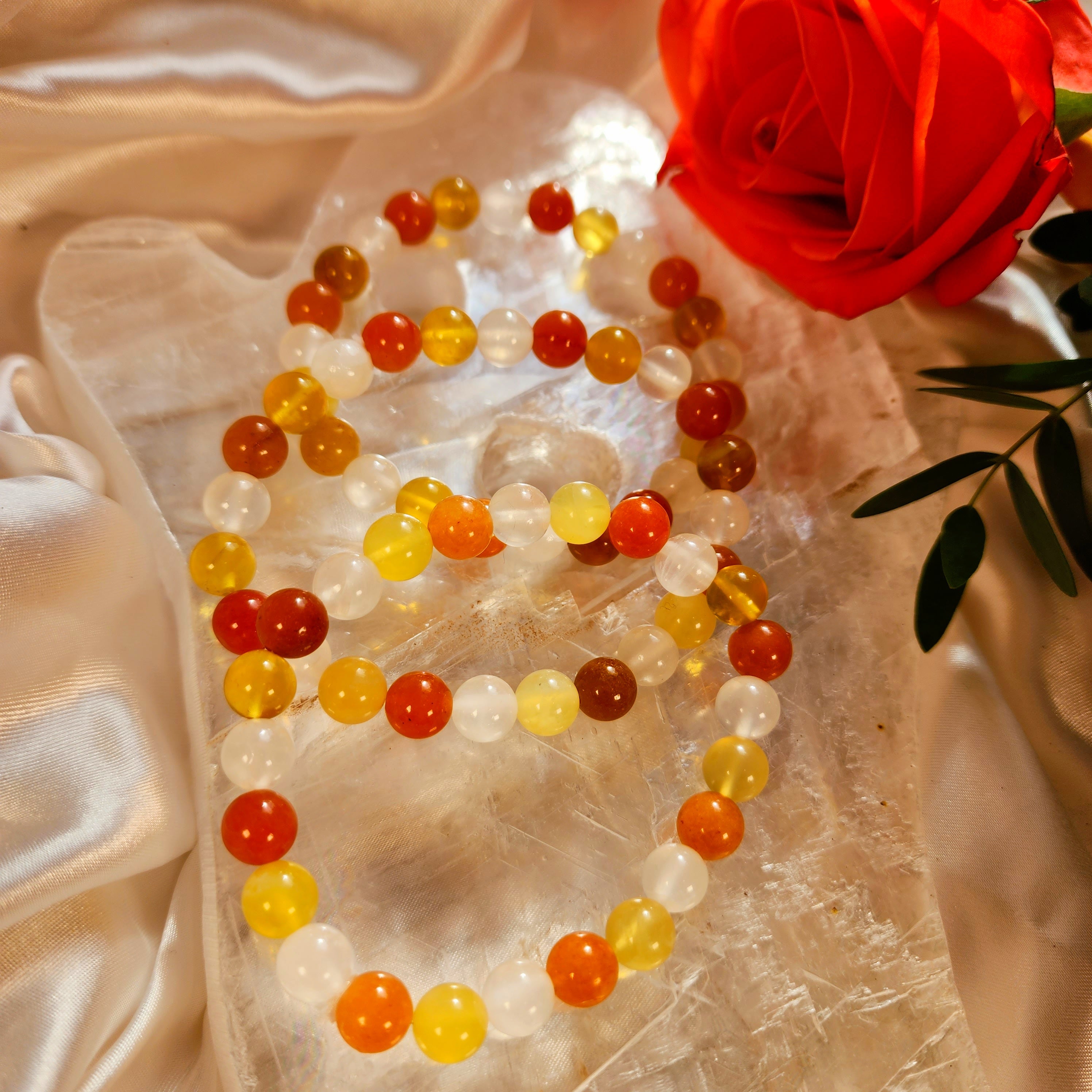 Candy Corn Selenite, Orange Aventurine & Yellow Aventurine Bracelet