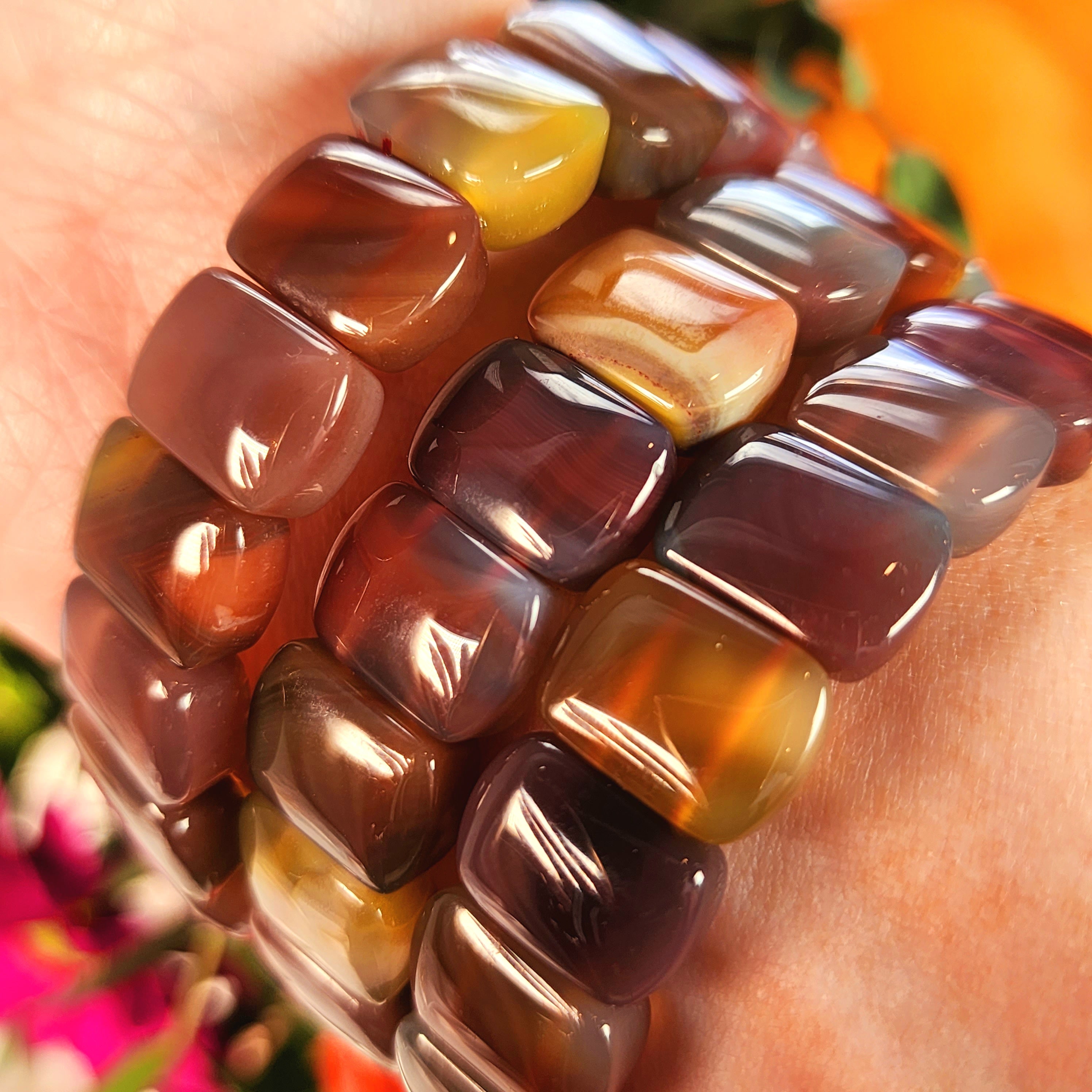 Yanyuan Agate Stretchy Bangle Bracelet for Achieving Goals, Confidence and Health