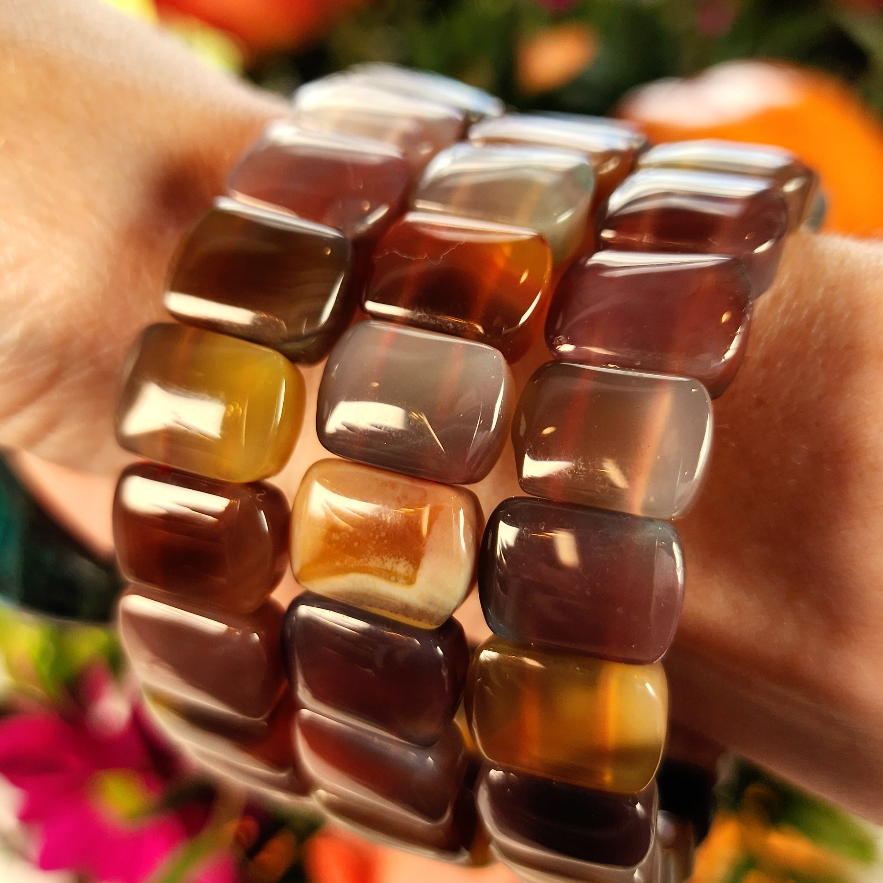 Yanyuan Agate Stretchy Bangle Bracelet for Achieving Goals, Confidence and Health