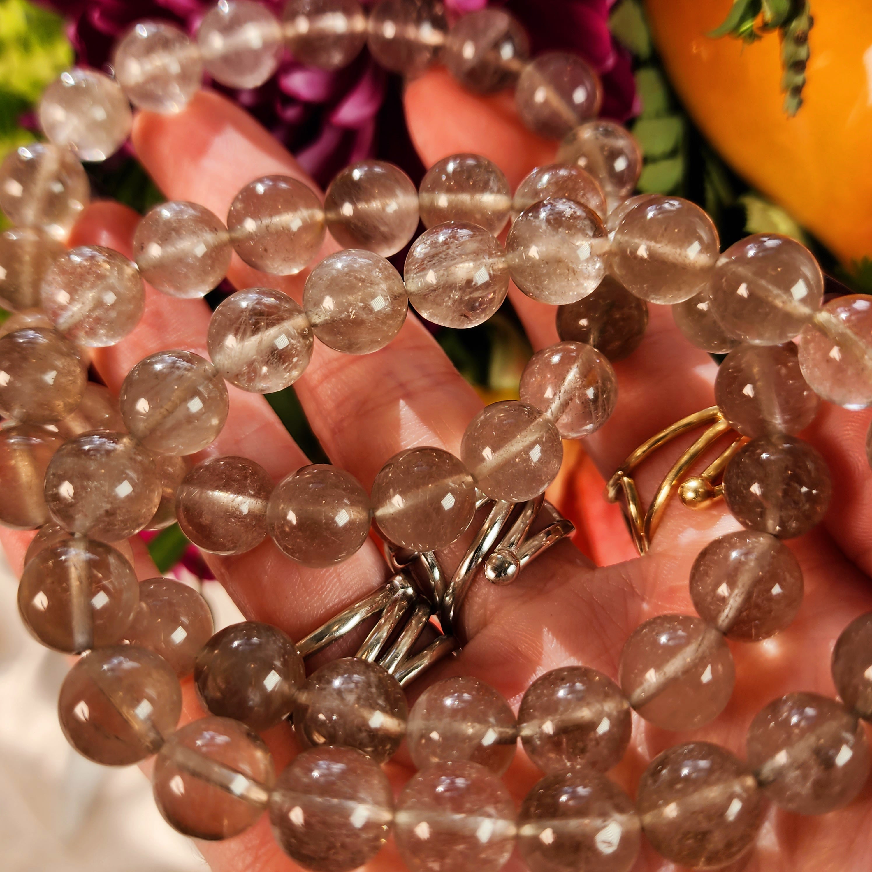 Smoky Quartz with Rutile Bracelet for Amplifying Manifestations, Protection and Purification
