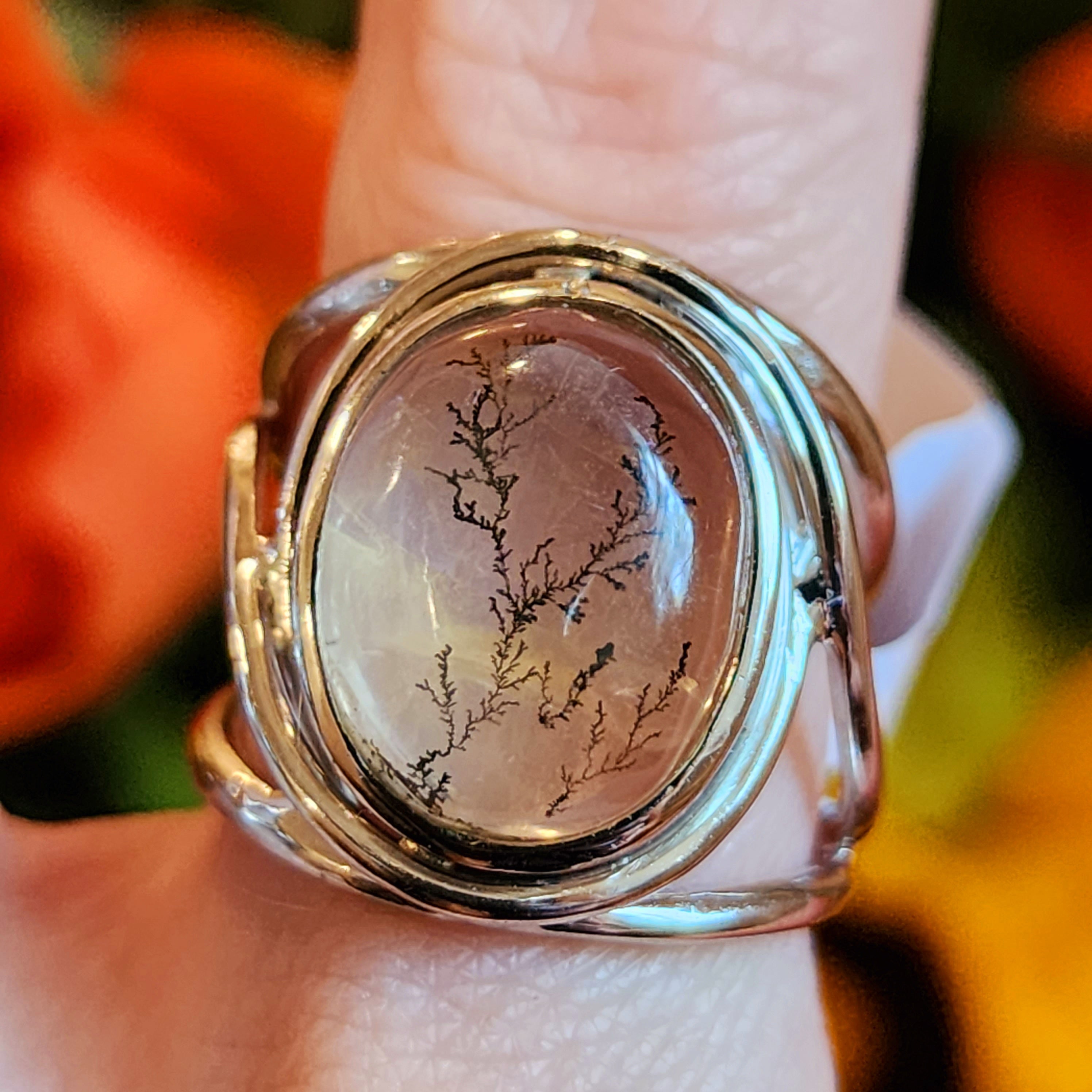 G Rasool Rin Dendritic Girasol Quartz with Golden Healer Finger Cuff Adjustable Rin ...