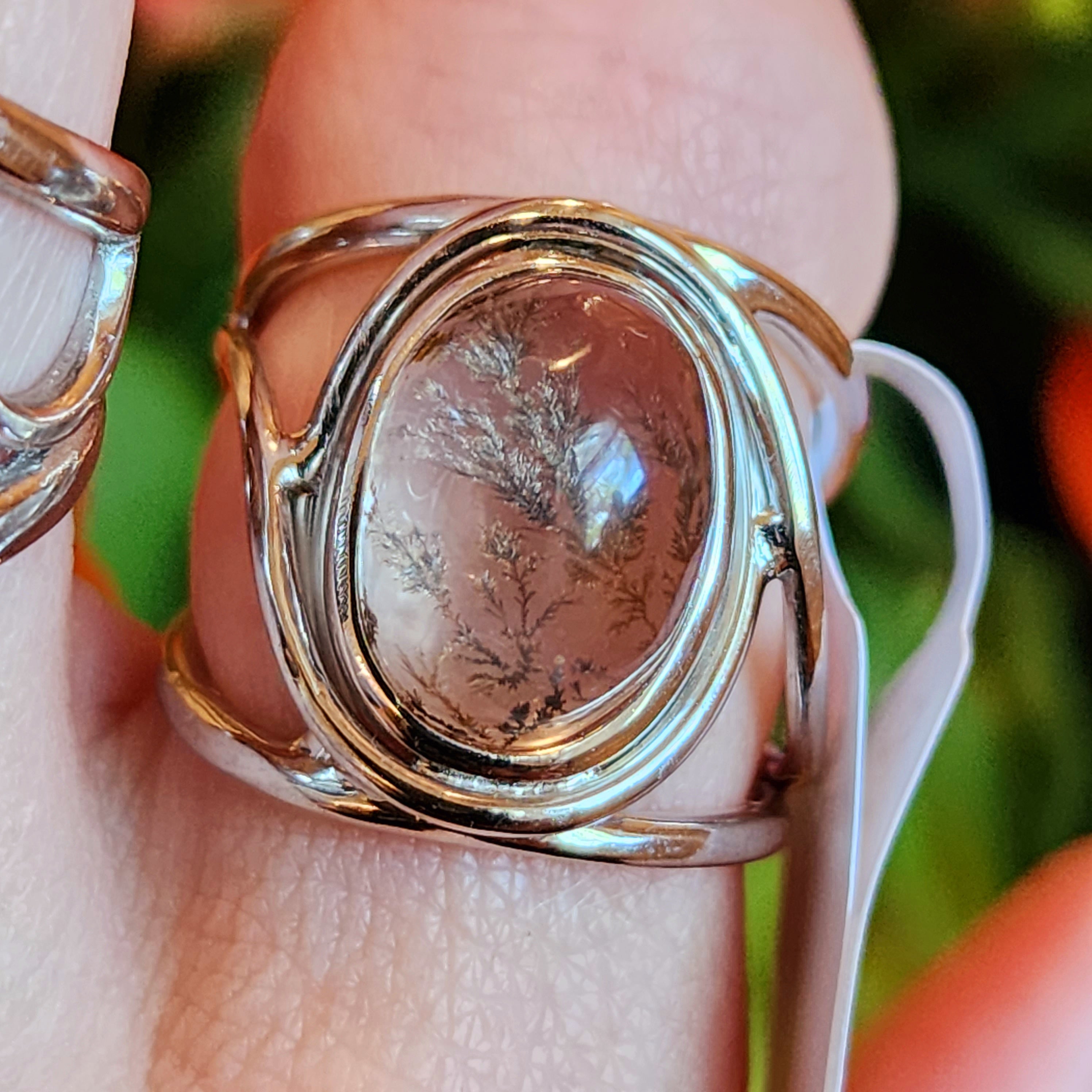 G Rasool Rin Dendritic Girasol Quartz with Golden Healer Finger Cuff Adjustable Rin ...