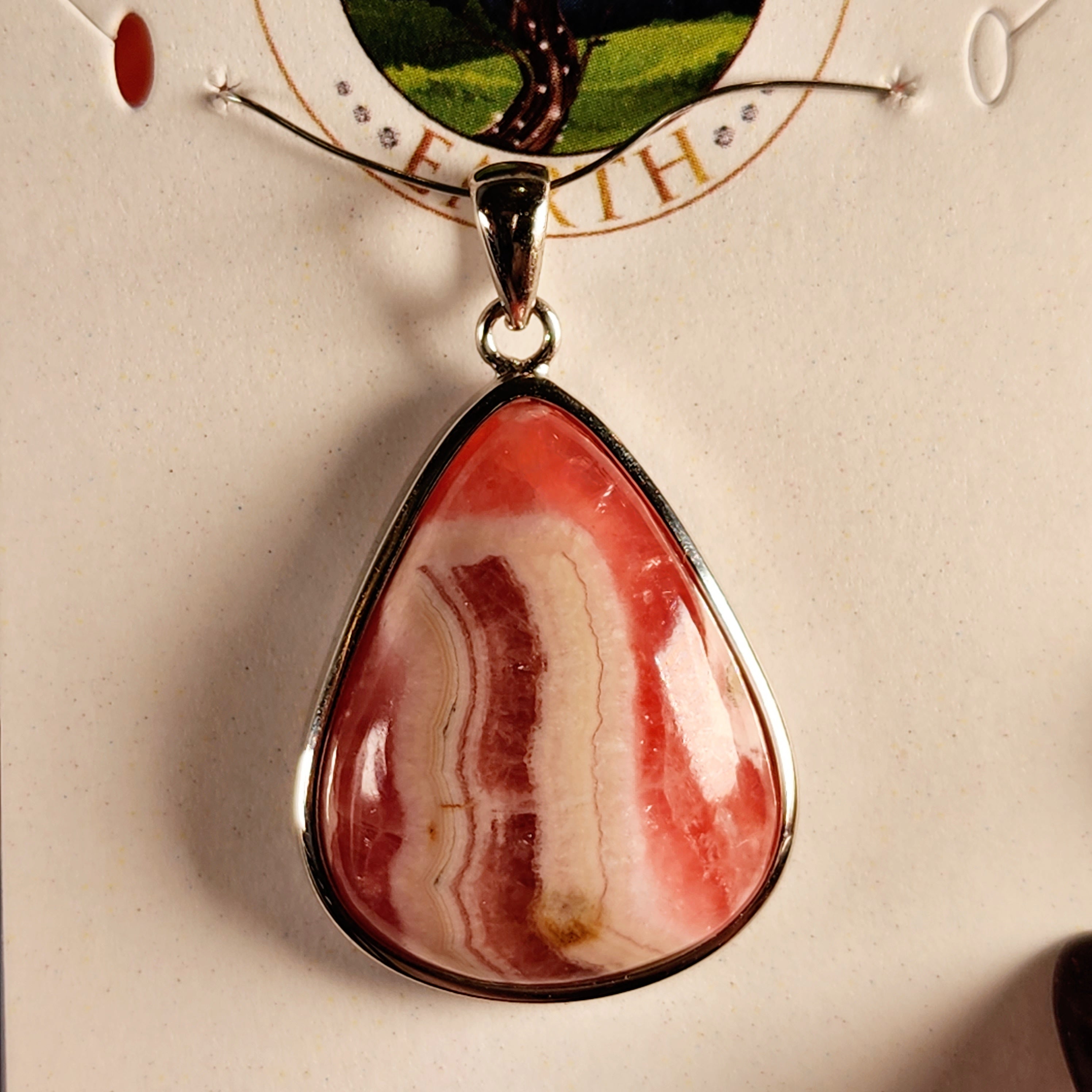 Rhodochrosite Pendant .925 Silver for Emotional and Trauma Healing