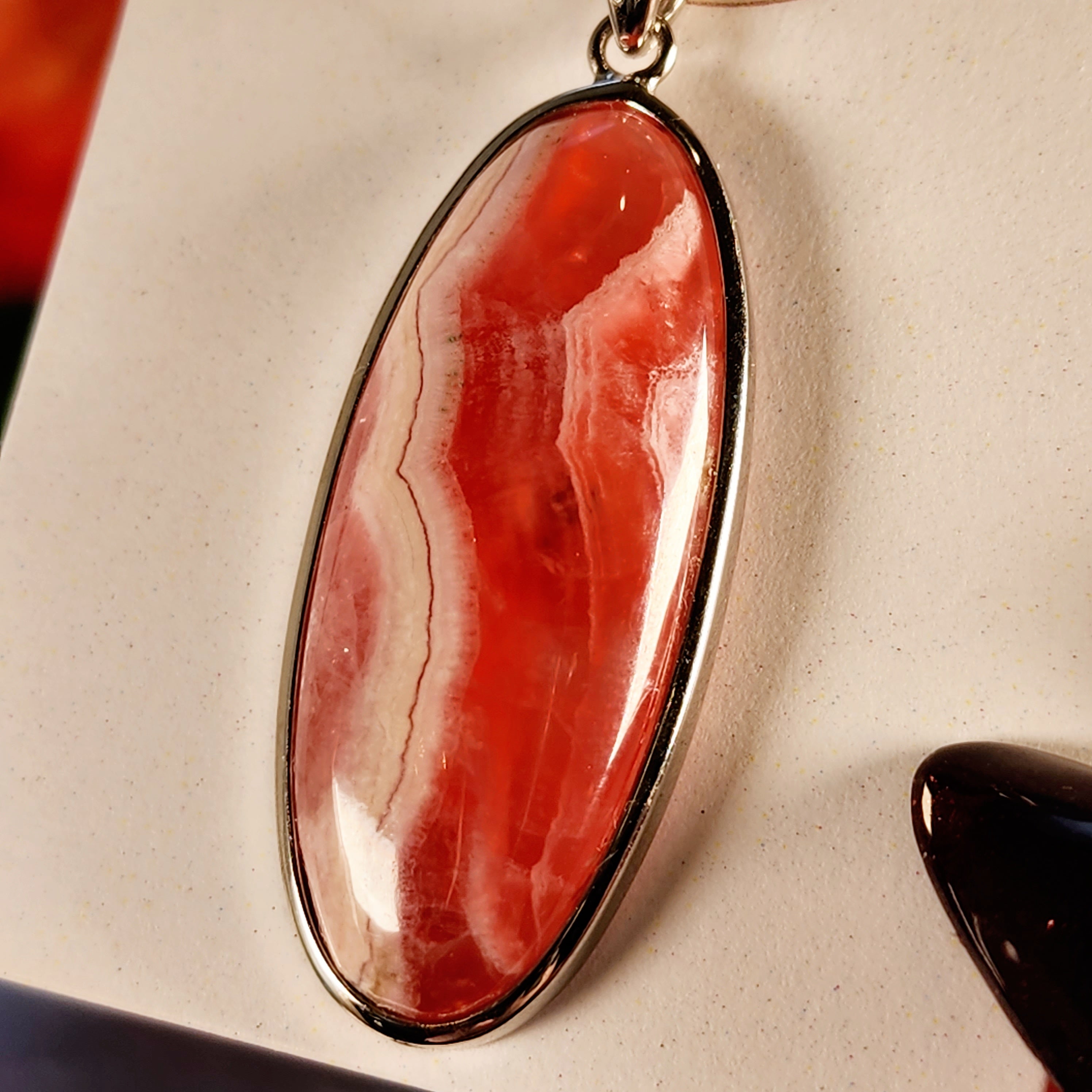 Rhodochrosite Pendant .925 Silver for Emotional and Trauma Healing