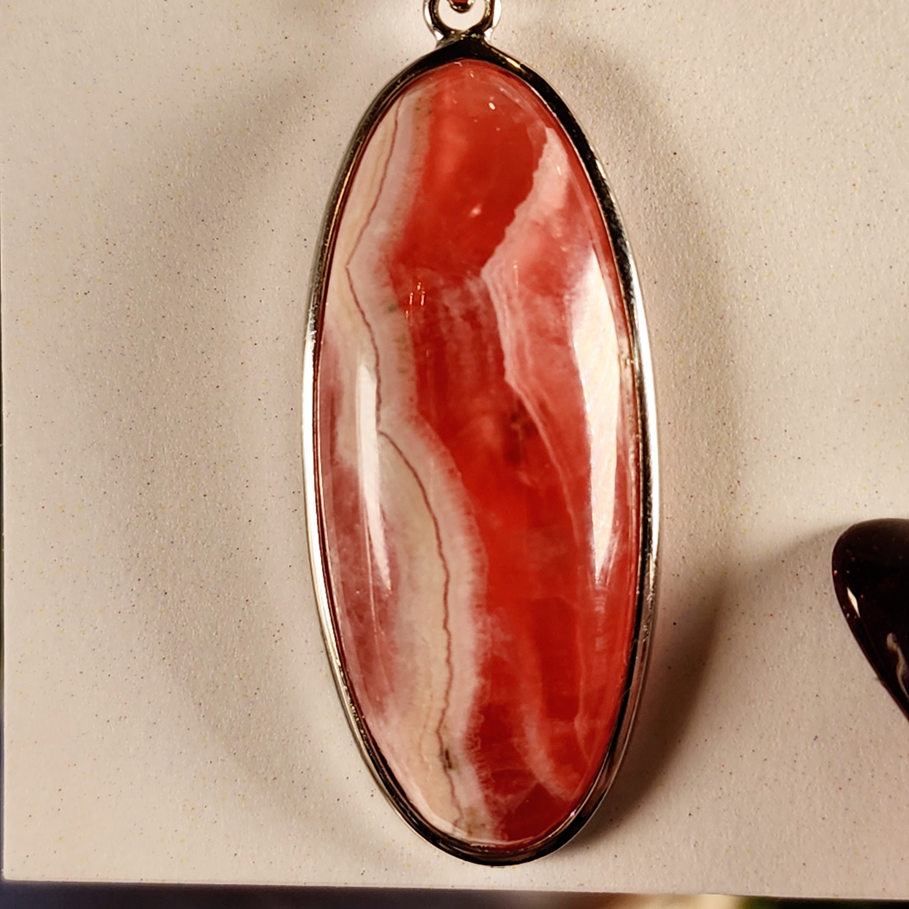 Rhodochrosite Pendant .925 Silver for Emotional and Trauma Healing