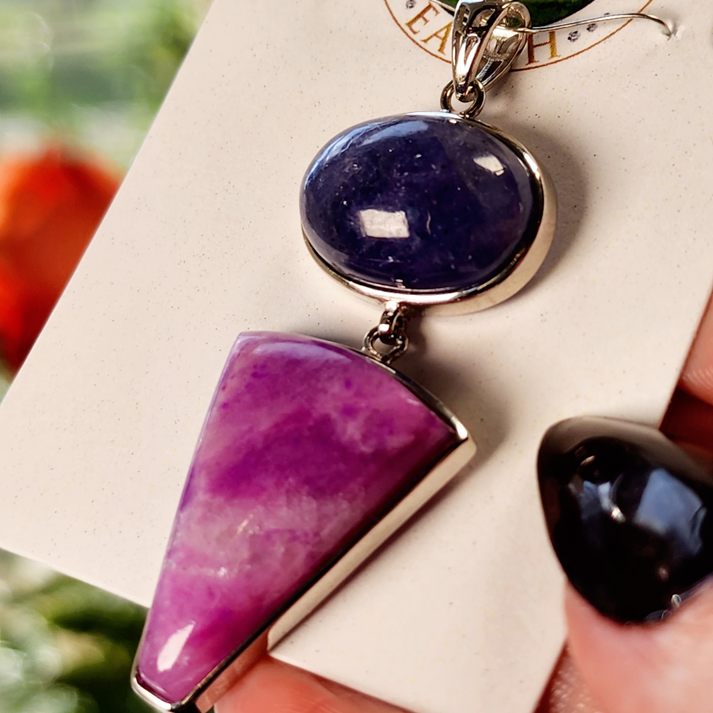 Tanzanite x Sugilite Pendant .925 Silver for Spiritual Evolution, Powerful Healing and Divine Connection