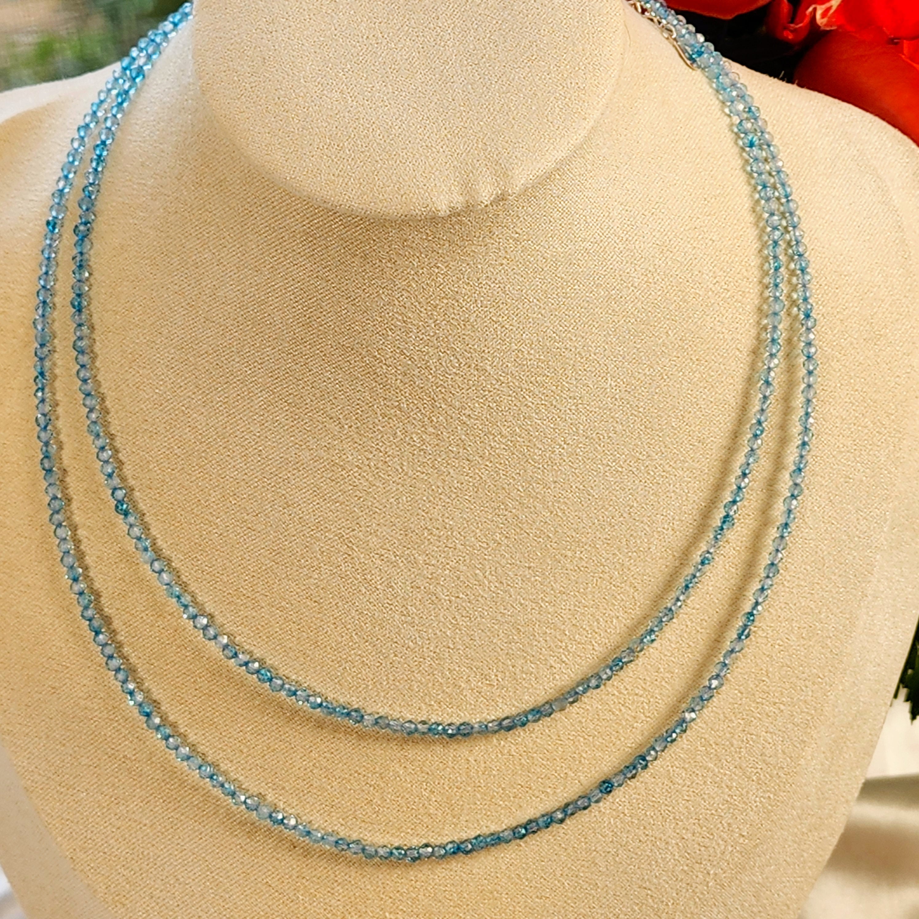 Blue Topaz Micro Faceted Choker/Layering Necklace for Mental Clarity and Wisdom