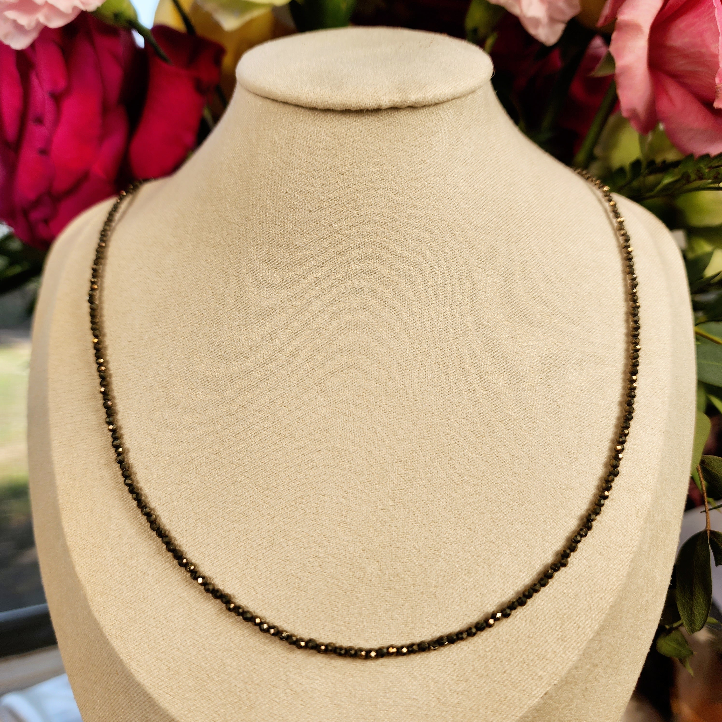 Pyrite Micro Faceted Choker/Layering Necklace for Confidence and Creativity