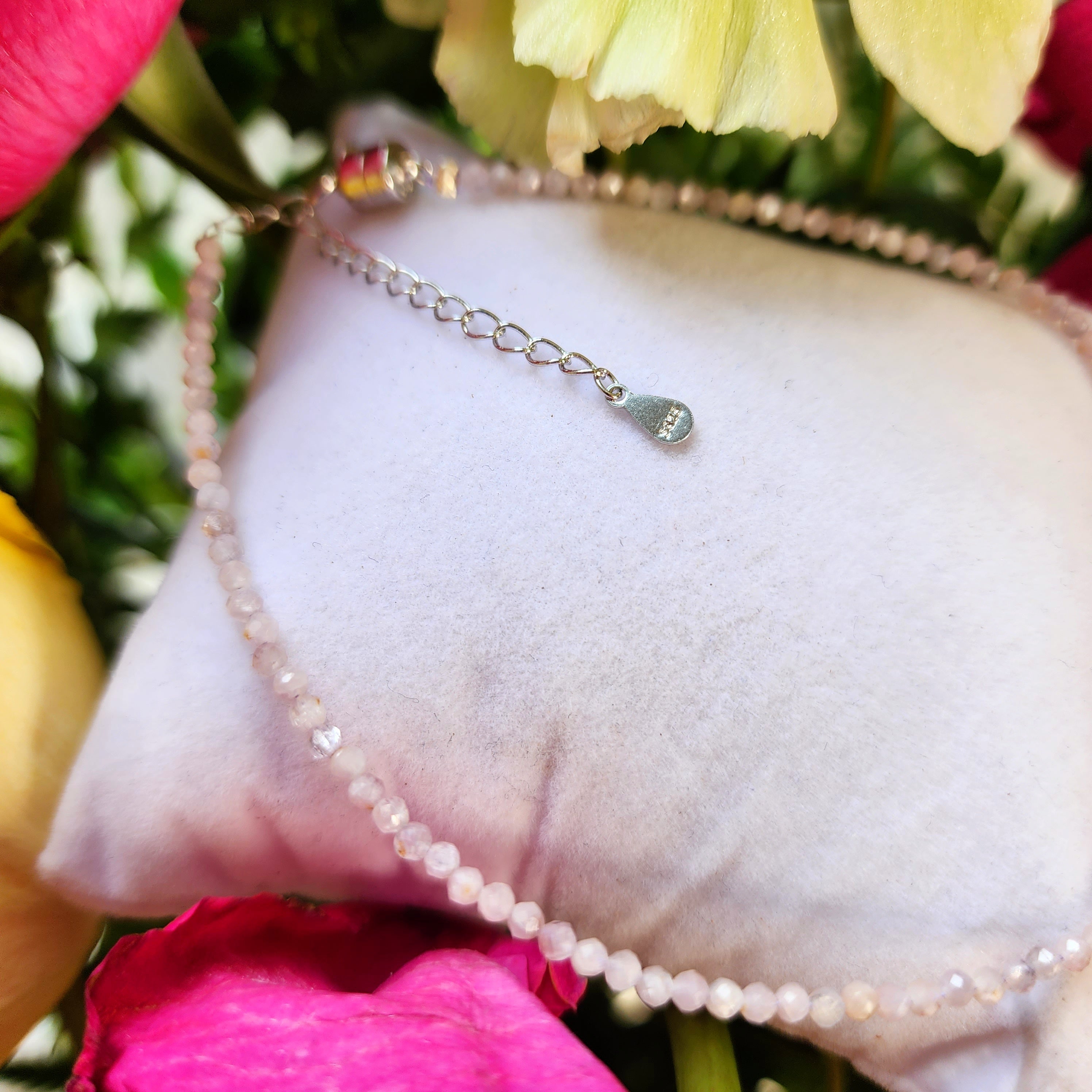 Kunzite Micro Faceted Anklet .925 Silver for Harmonizing Relationships and your Space