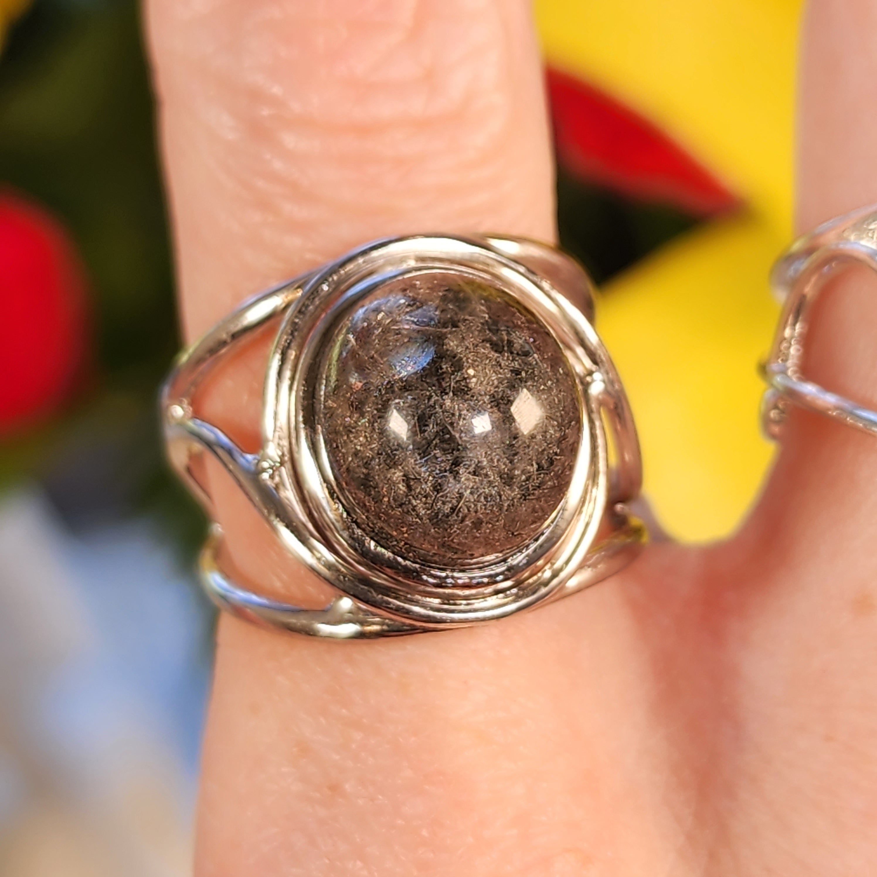 Silver Garden Quartz Finger Cuff Adjustable Ring .925 Silver for Grounding, Protection and Shamanic Journey