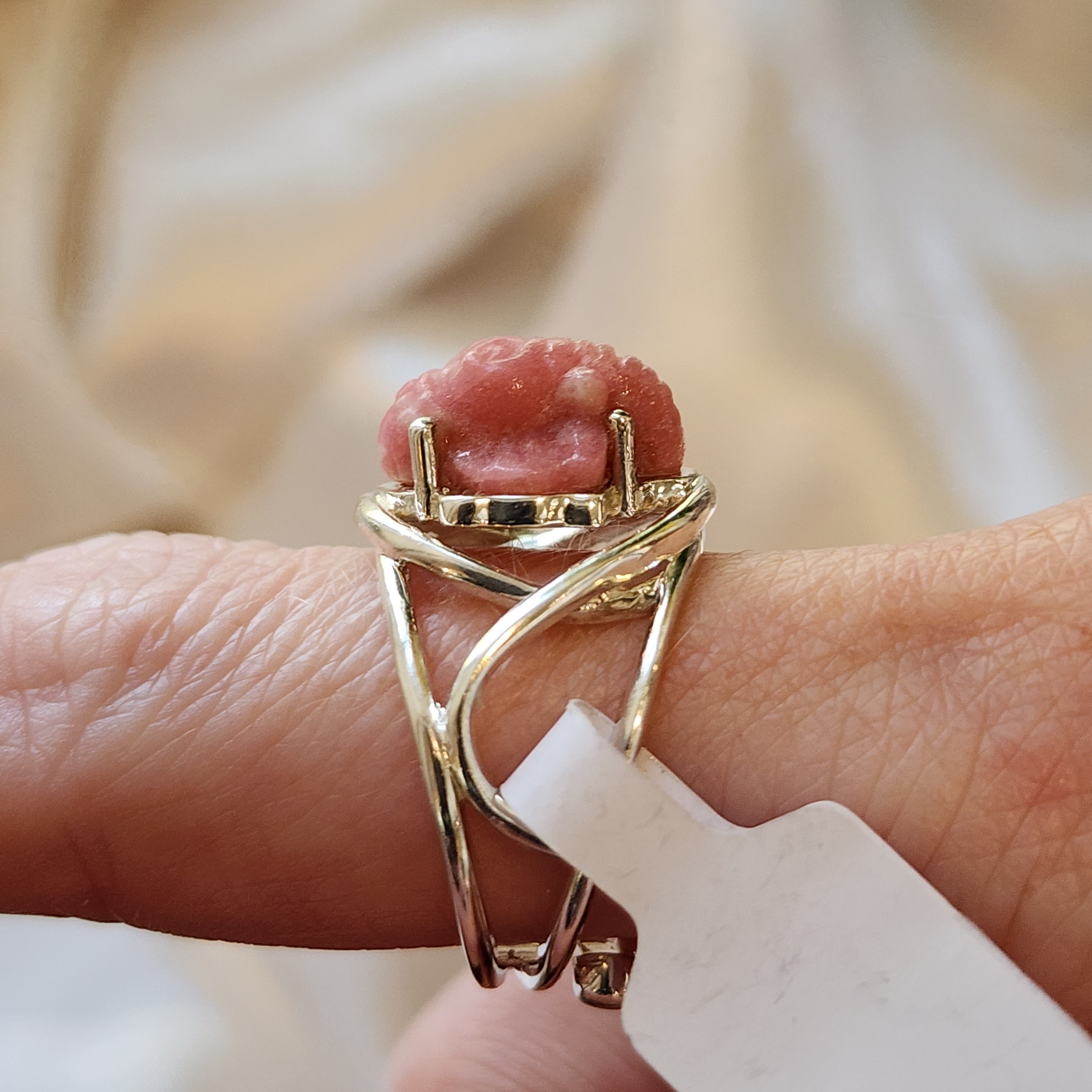 Thulite Ganesha Finger Cuff Adjustable Ring .925 Sterling Silver for Expressing Love, Pleasure & Clearing Blockages