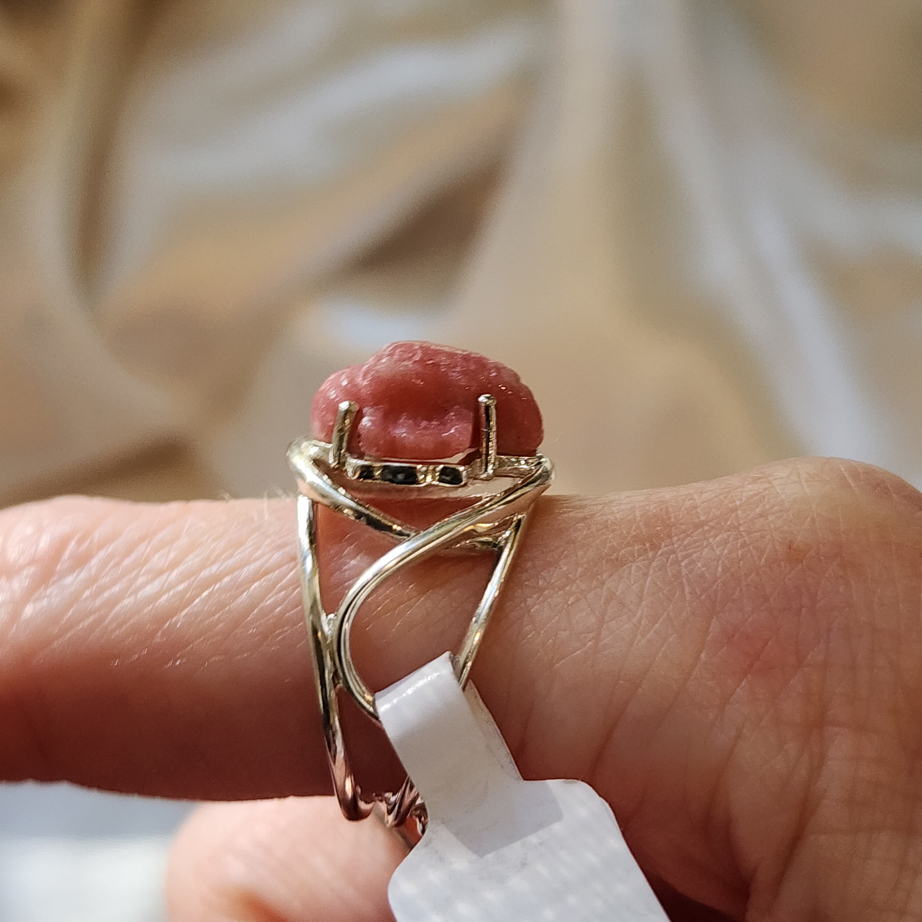 Thulite Ganesha Finger Cuff Adjustable Ring .925 Sterling Silver for Expressing Love, Pleasure & Clearing Blockages