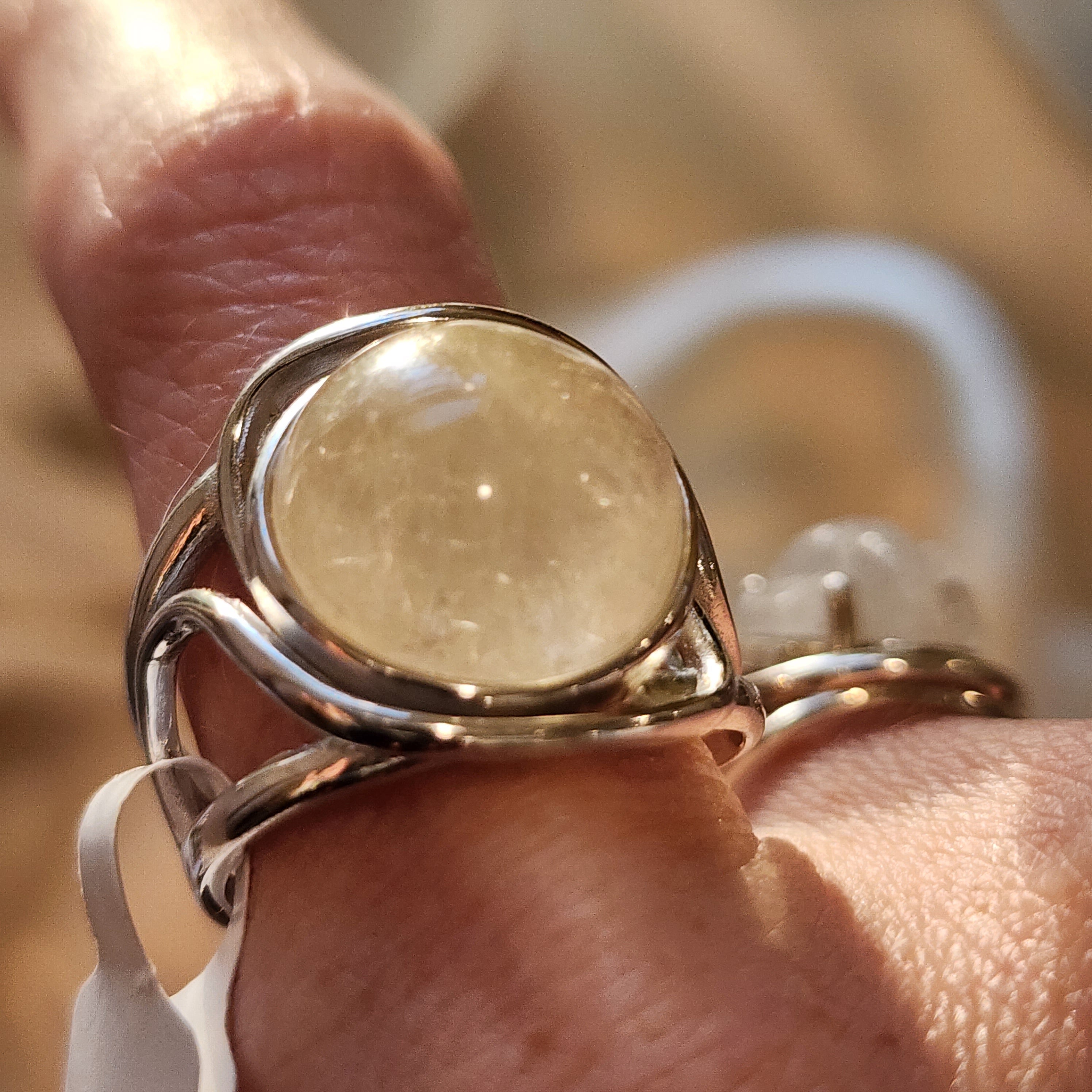 Shooting Star Gold Rutile in Quartz Finger Cuff Adjustable Ring .925 Sterling Silver for Accelerating Manifestations