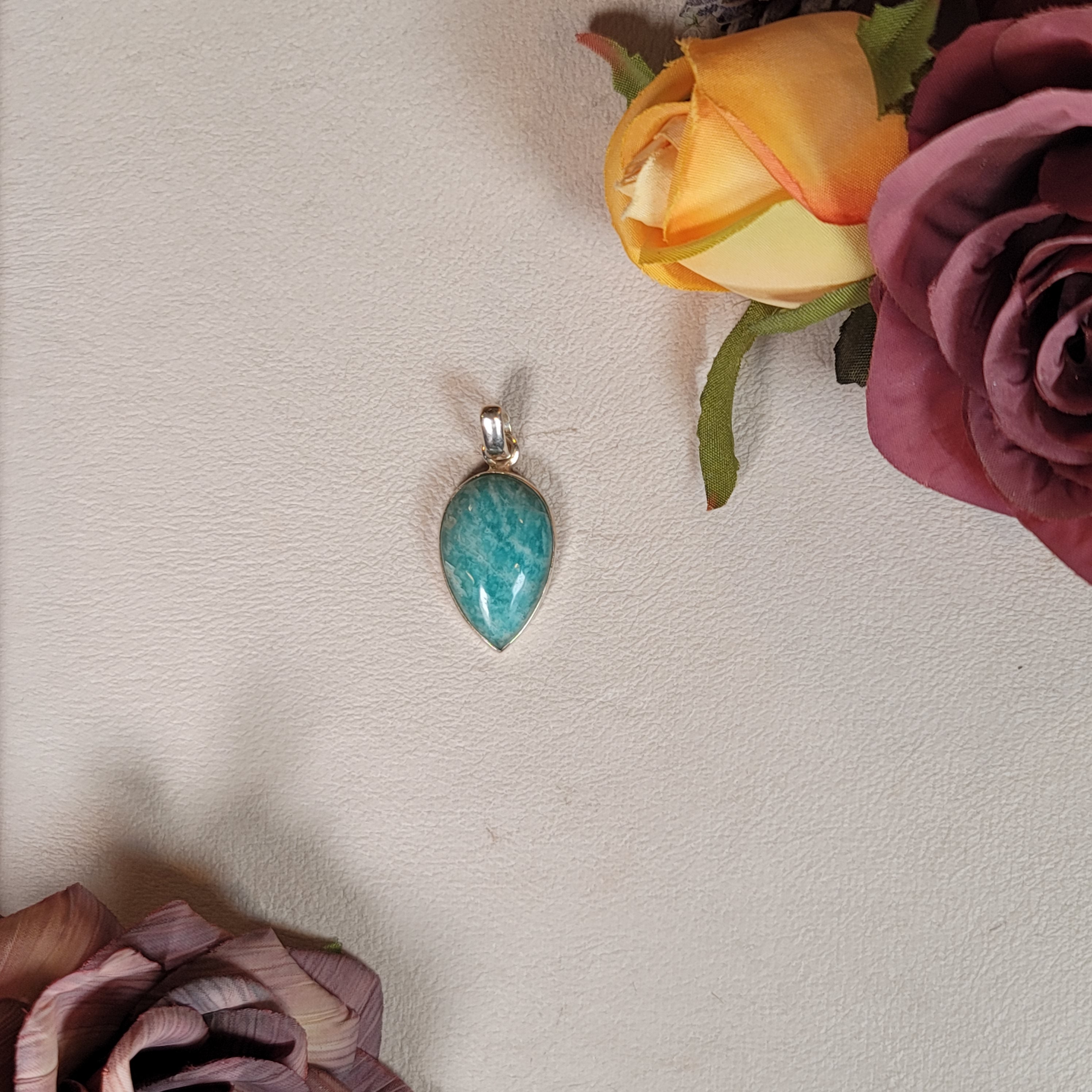 Amazonite Pendant .925 Silver for Speaking Your Truth