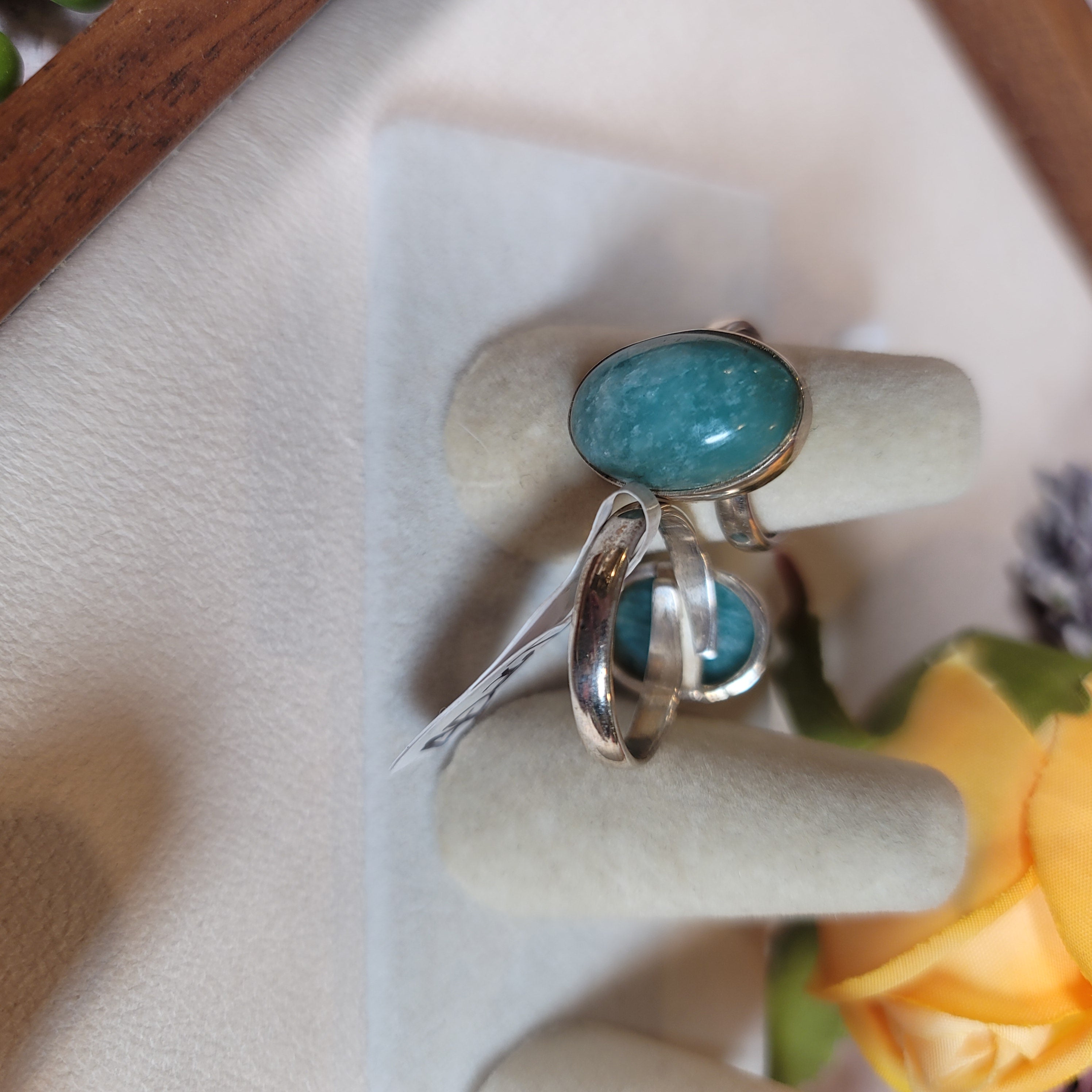 Amazonite Adjustable Ring .925 Silver for Speaking Your Truth