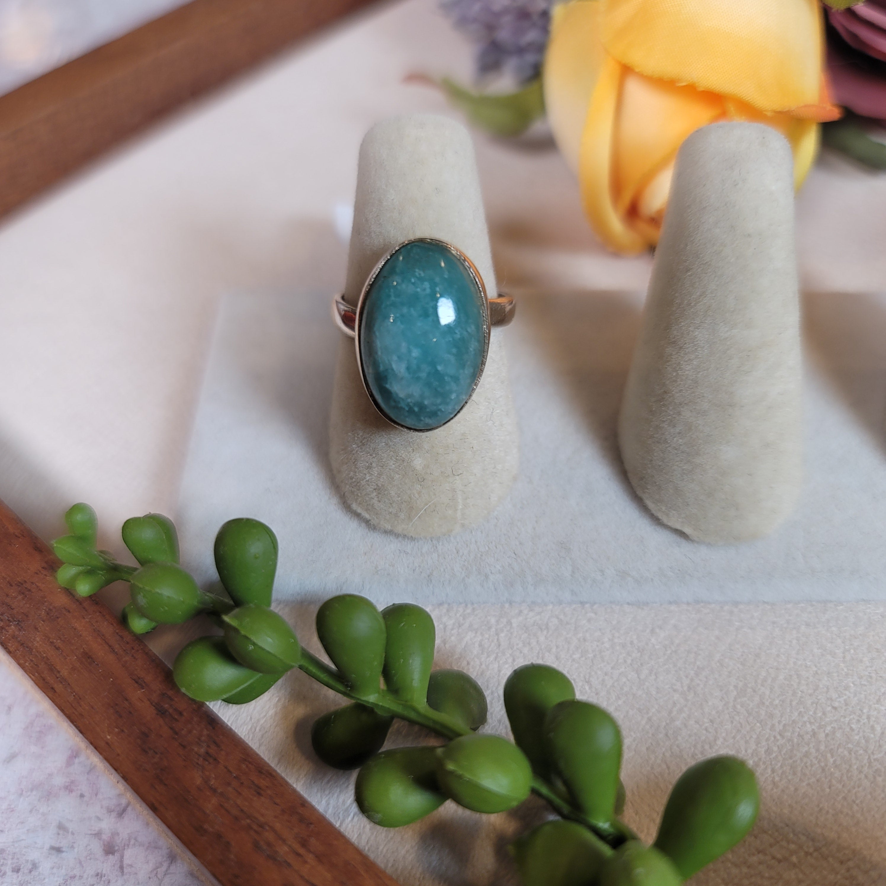 Amazonite Adjustable Ring .925 Silver for Speaking Your Truth