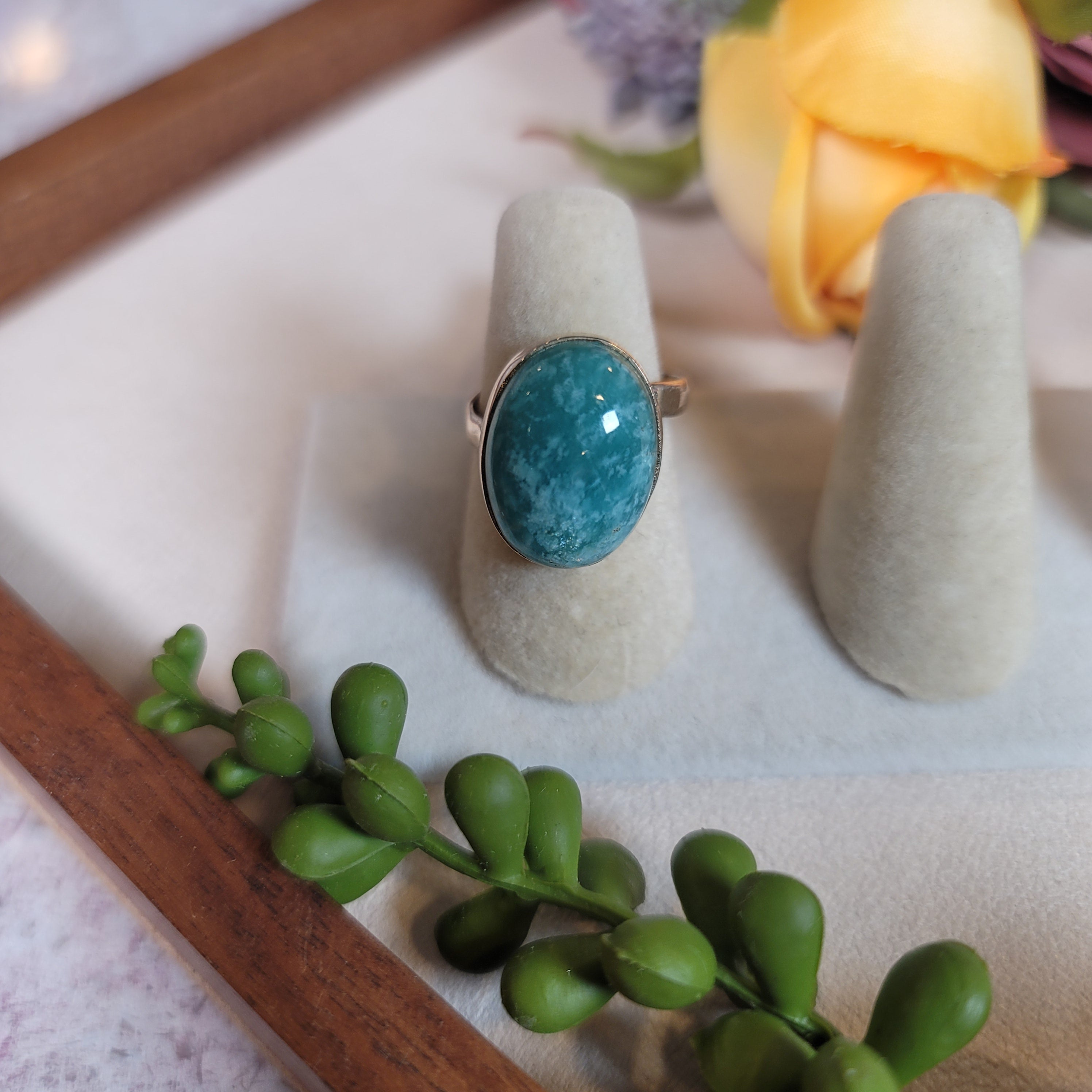 Amazonite Adjustable Ring .925 Silver for Speaking Your Truth