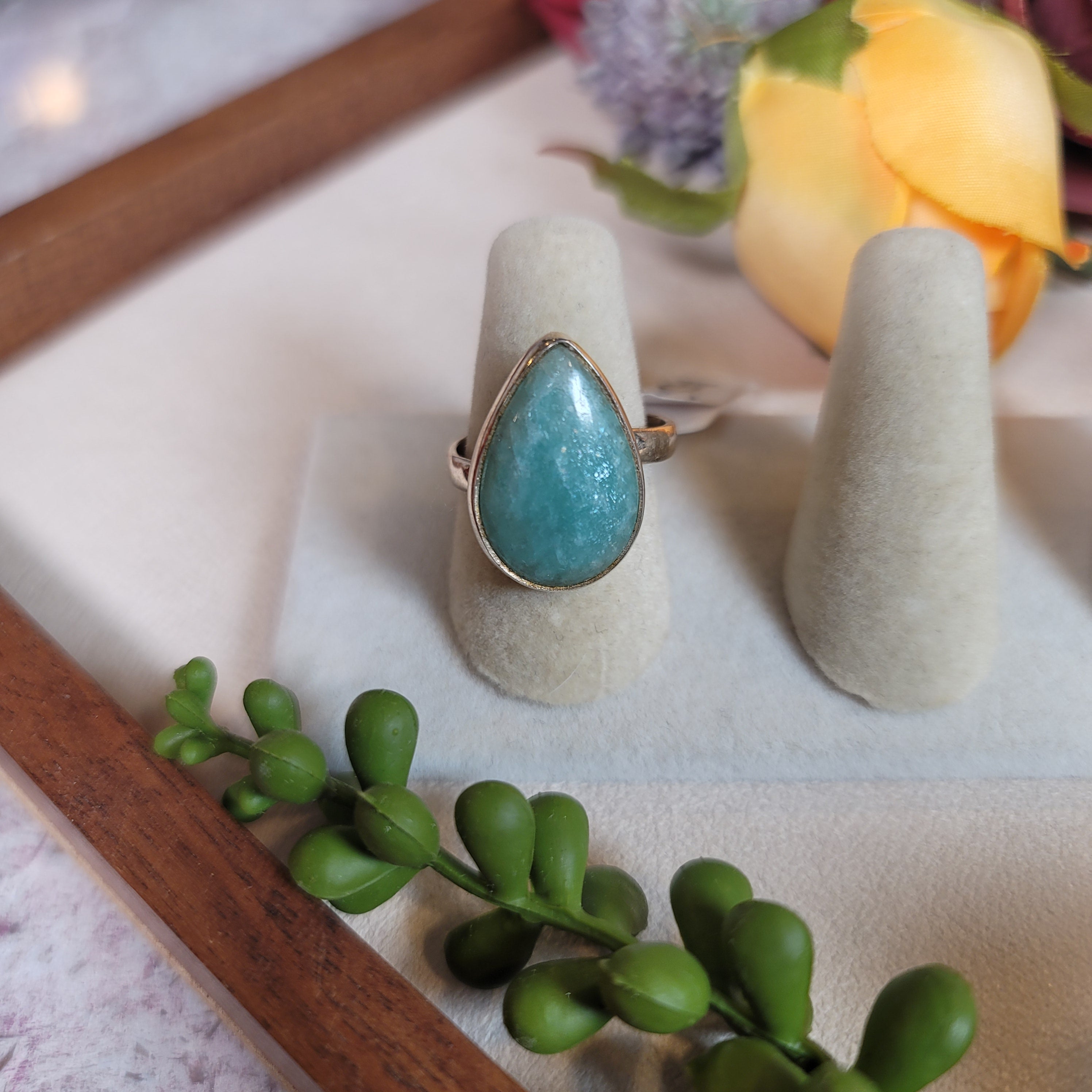 Amazonite Adjustable Ring .925 Silver for Speaking Your Truth