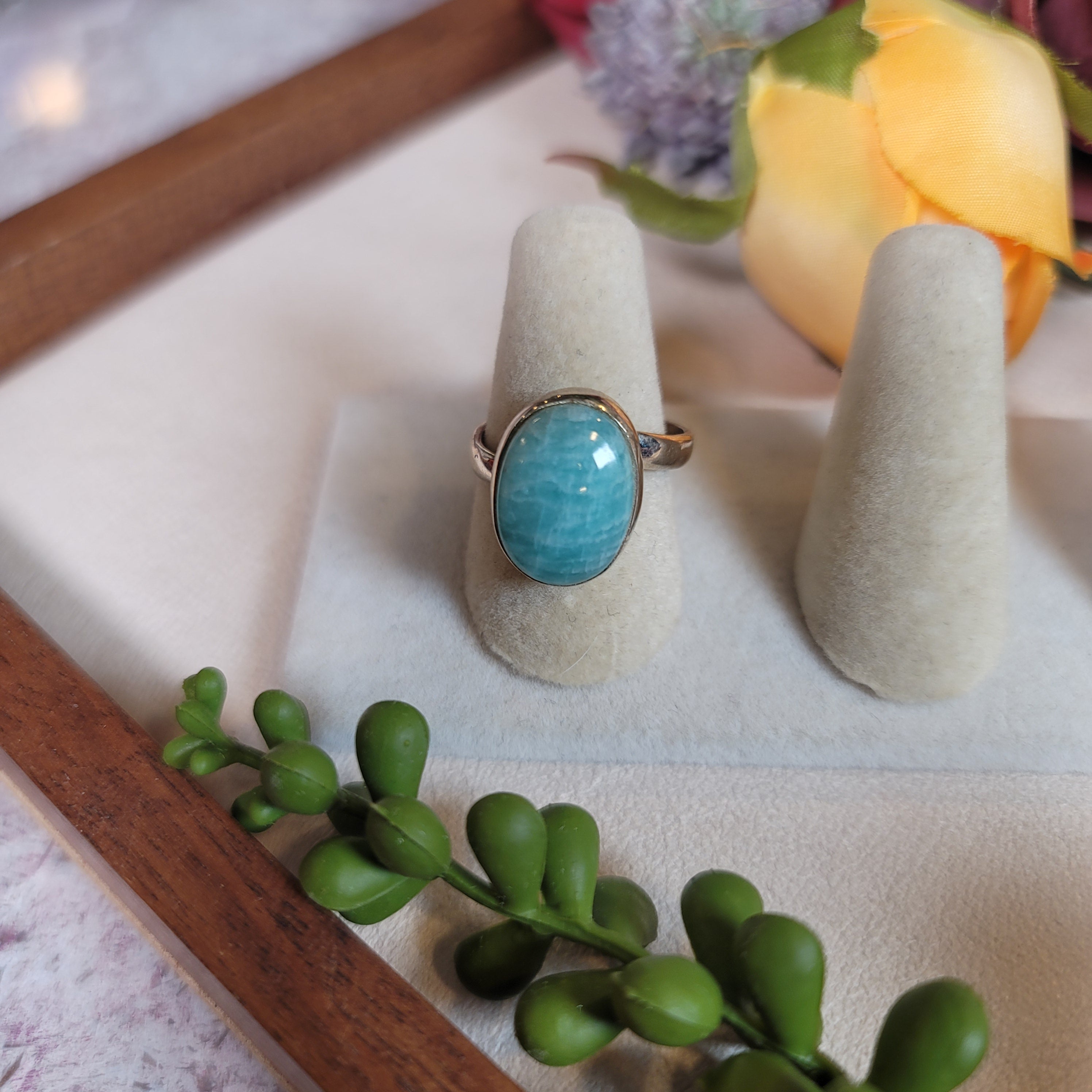 Amazonite Adjustable Ring .925 Silver for Speaking Your Truth